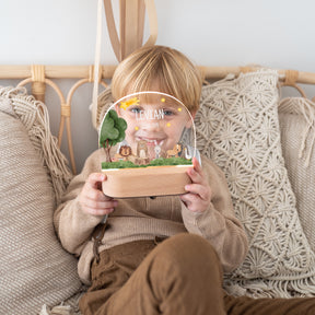 LED Nachtlicht Kinder personalisiert - Tiere unterm Sternenhimmel Aquarell