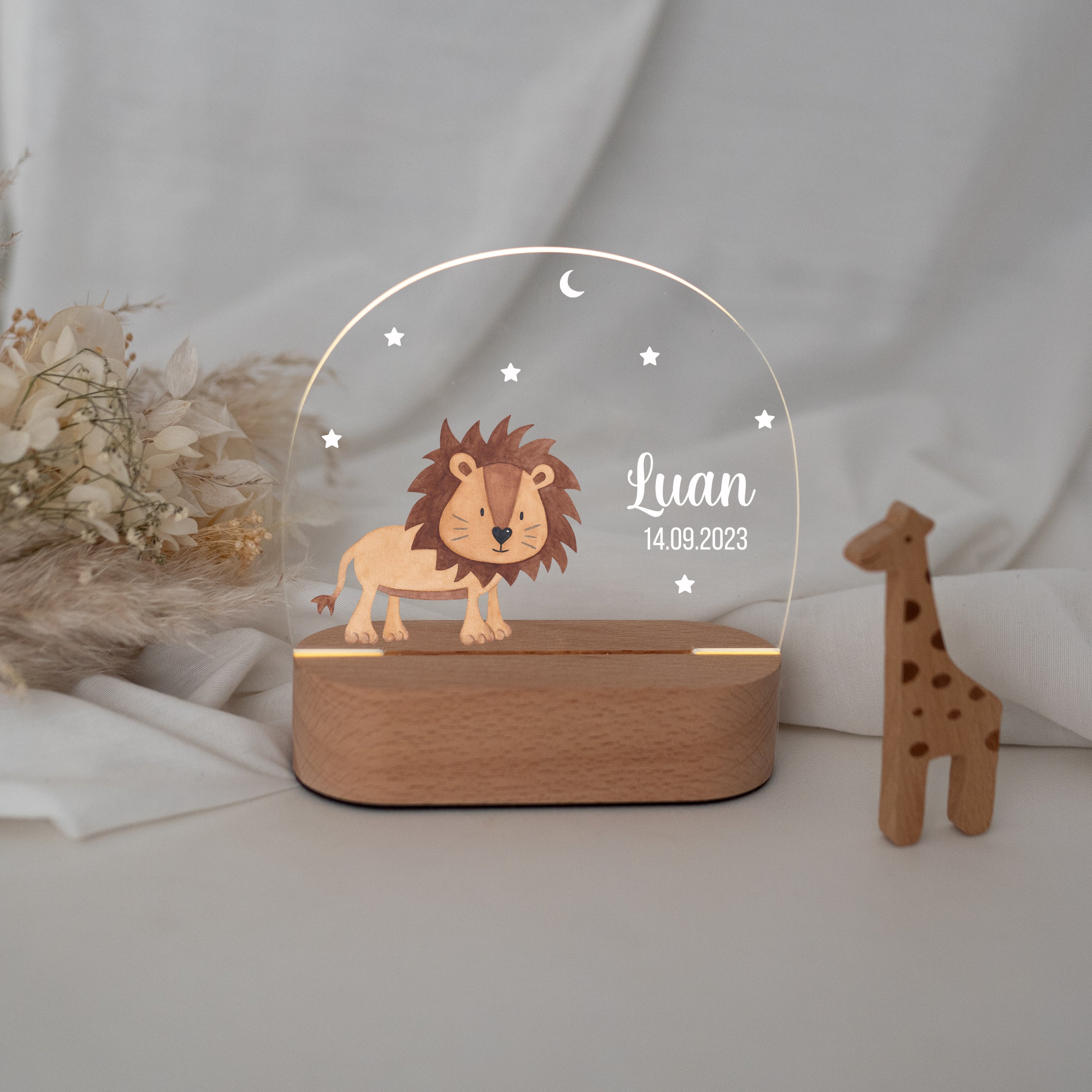LED Nachtlicht Kinder personalisiert - Tier Sternhimmel