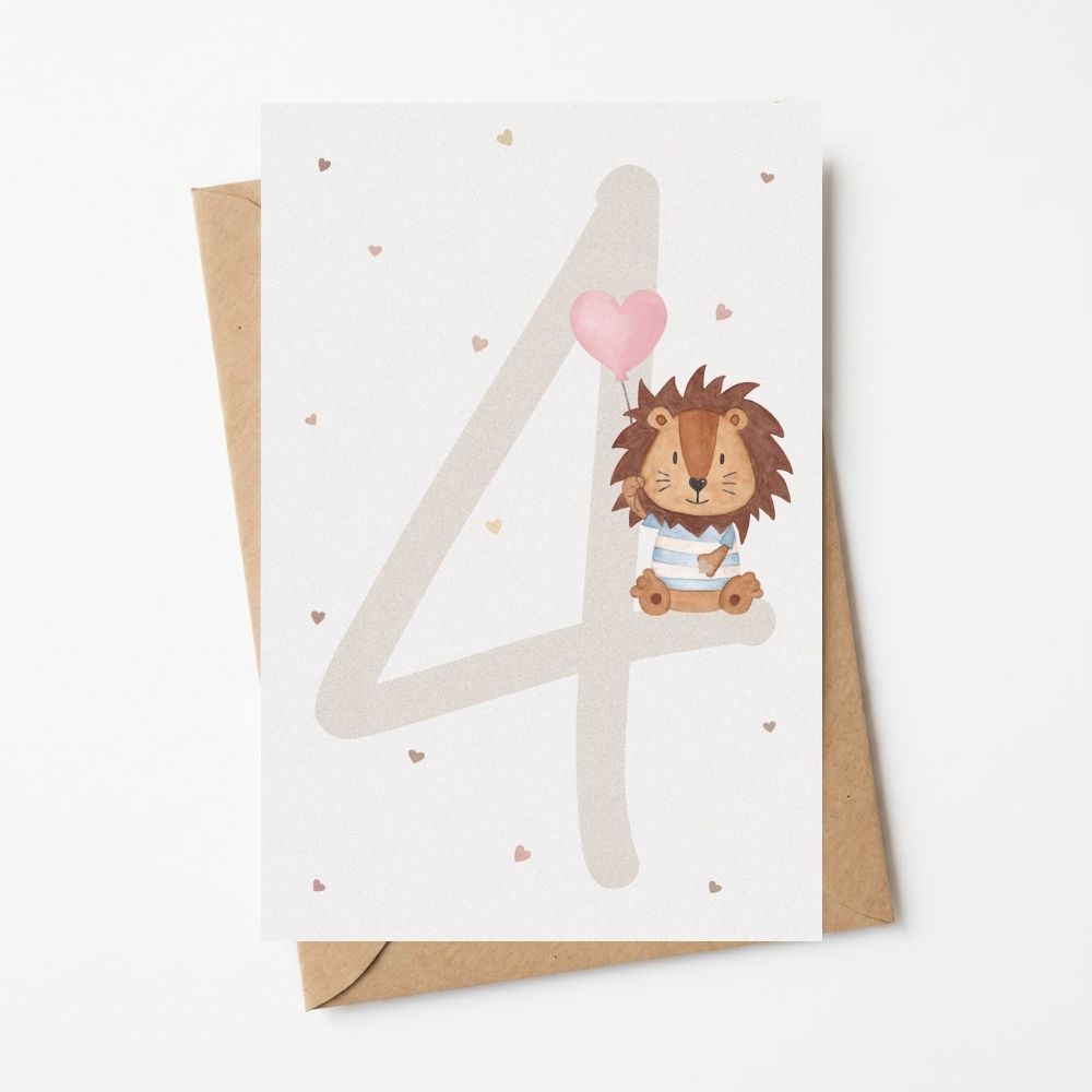 Postkarte "Zahl" mit Löwe