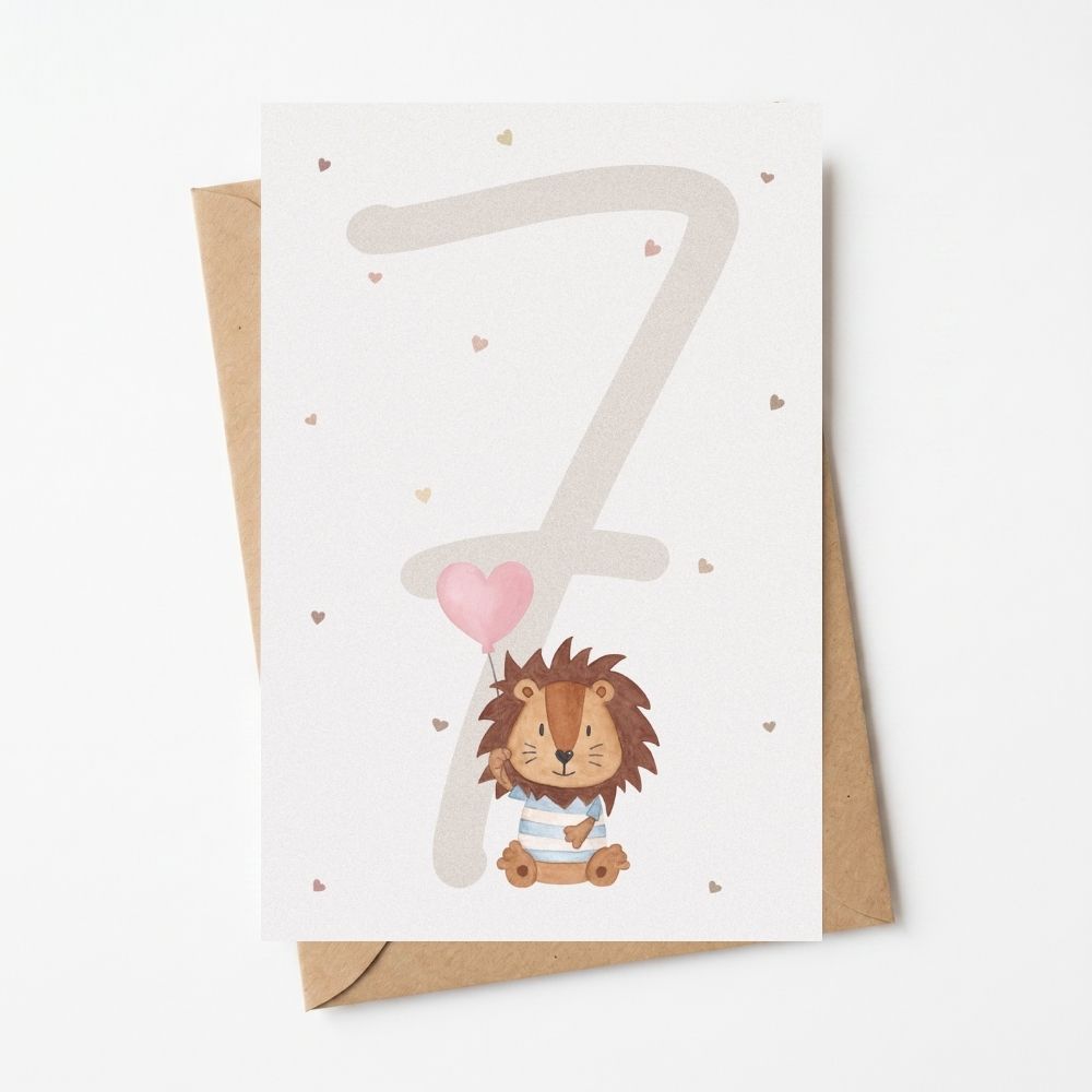 Postkarte "Zahl" mit Löwe