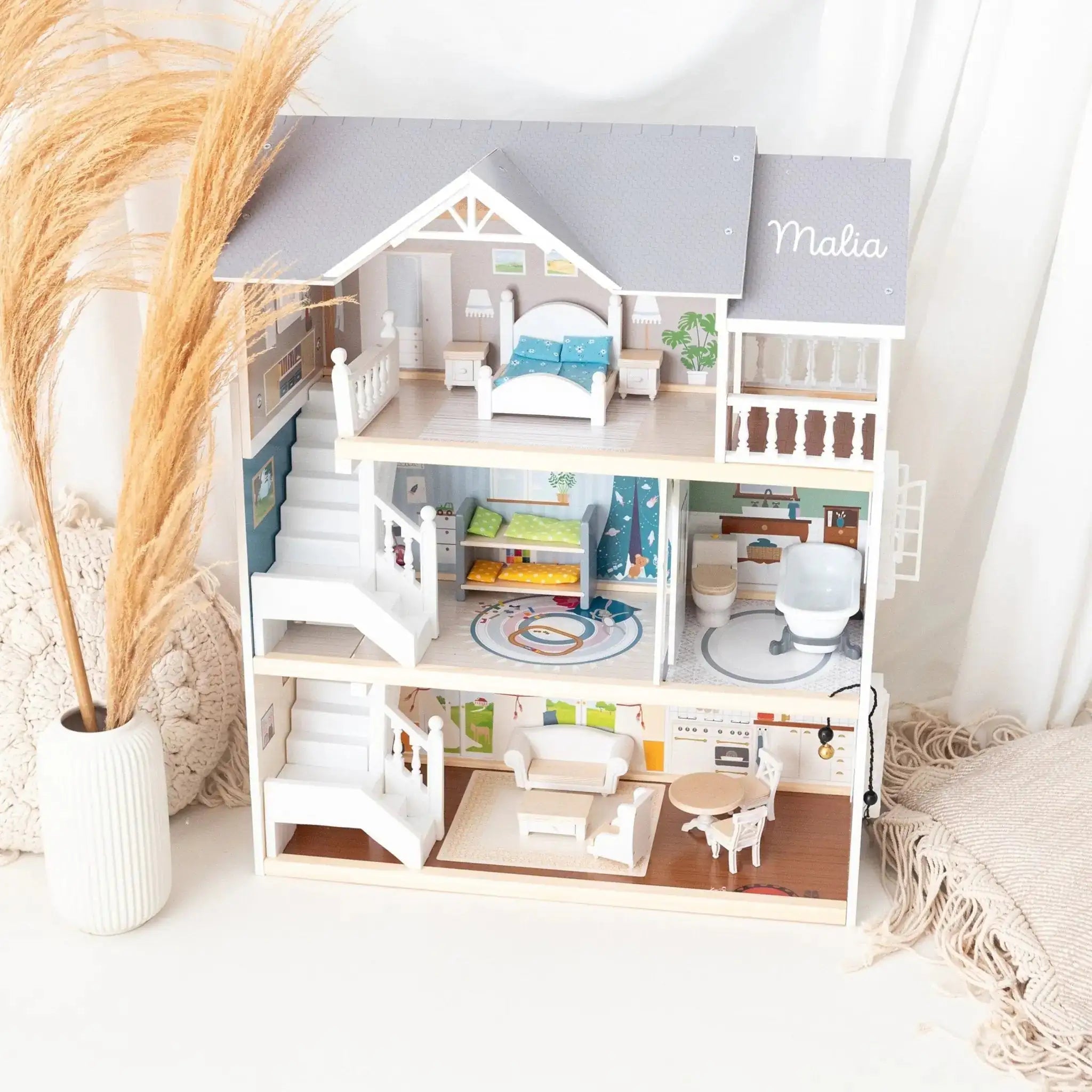 SMALL FOOT Puppenhaus personalisierbar Kinderzimmer -  wunderwunsch
