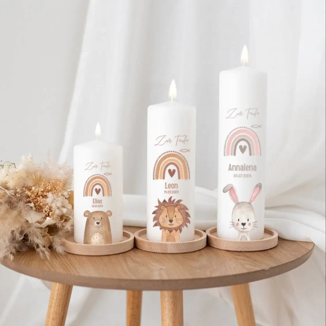 Taufkerze personalisiert - Taufe Tiere Sonstige Deko -  wunderwunsch