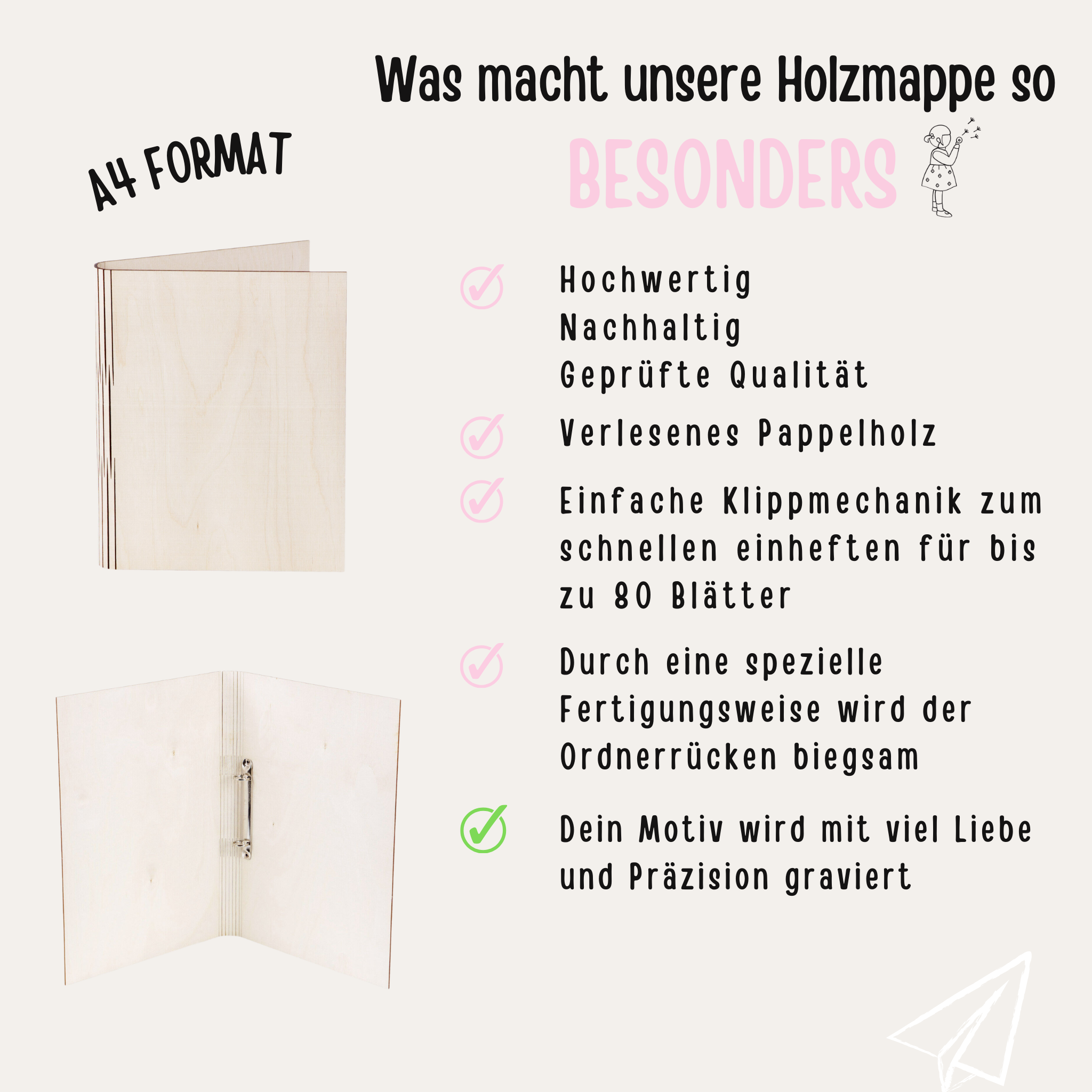 Kunstwerke Mappe - Tierfamilie mit Blume Gravur