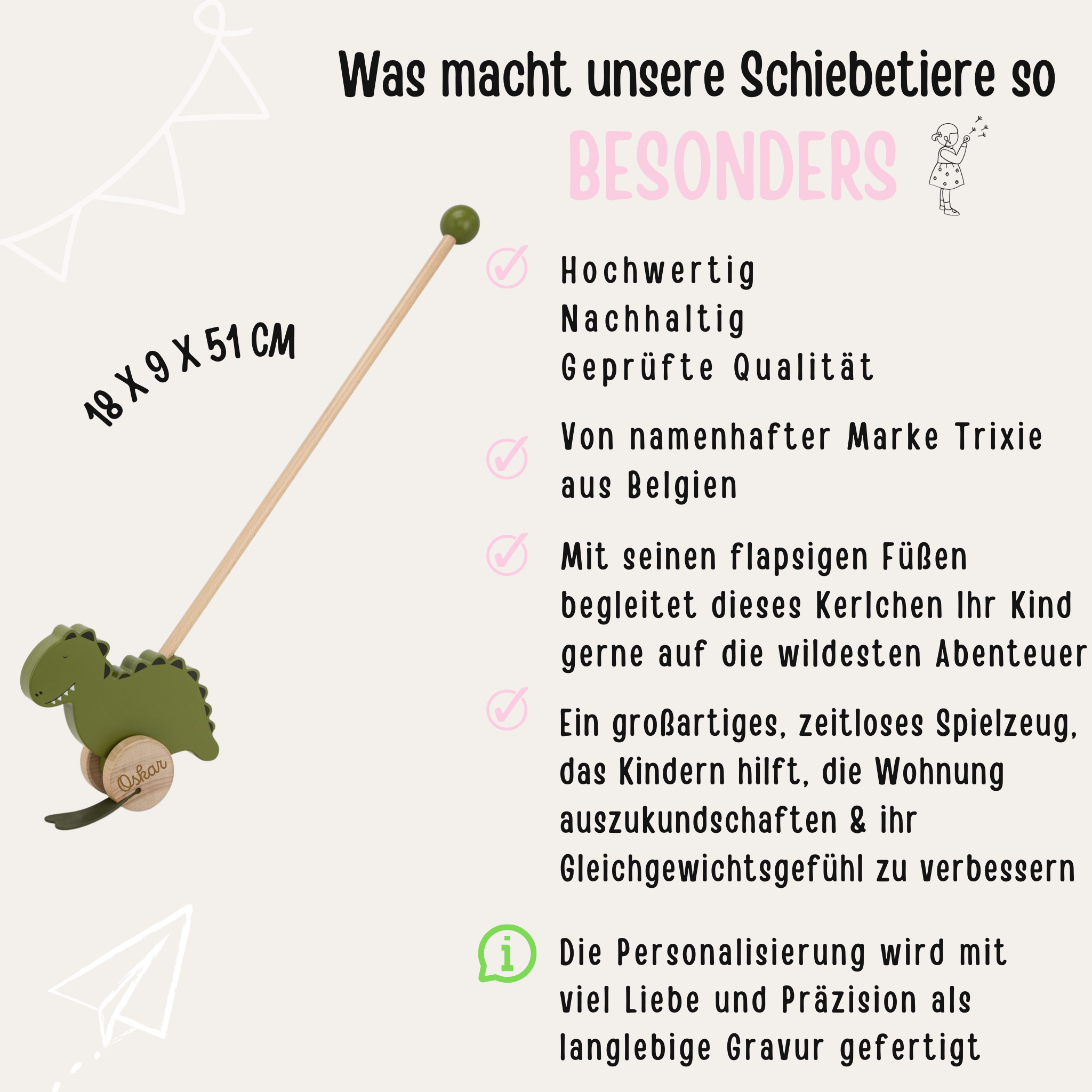 Schiebetier Holz personalisiert