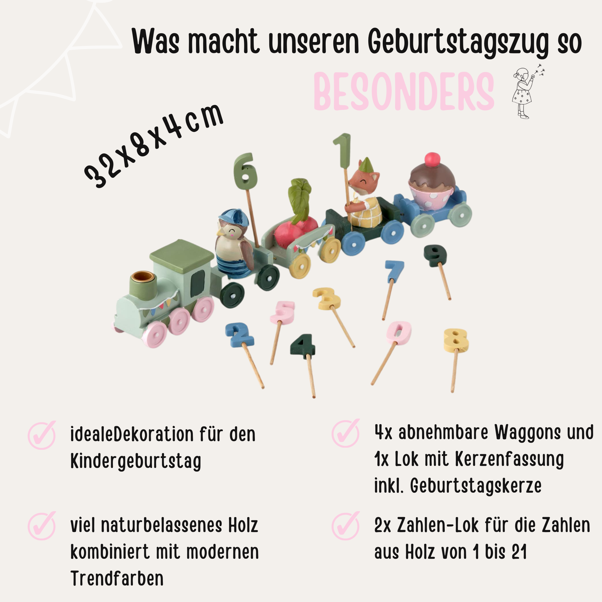 Geburtstags Kerzenzug mit Tieren