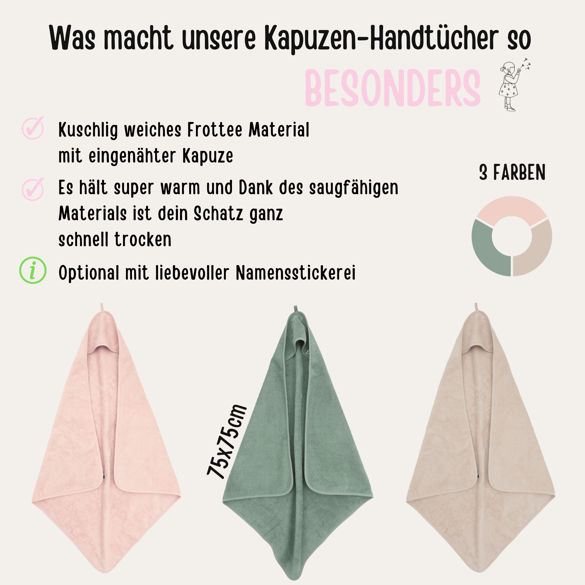 Baby Kapuzenhadtuch Frottee
