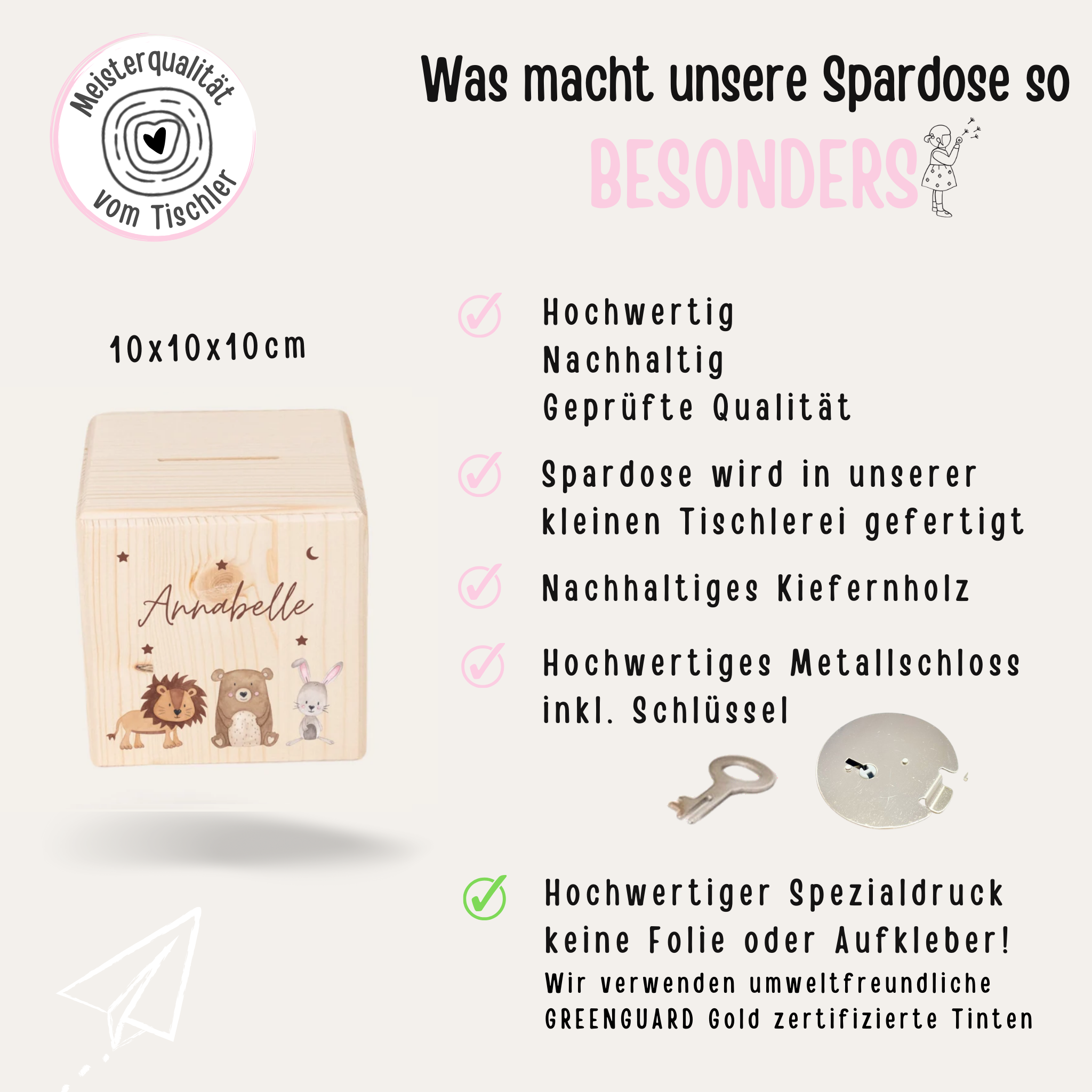 Spardose Holz personalisiert - Tiere Sternenhimmel Aquarell