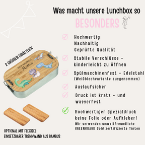 Brotdose Edelstahl personalisiert - Dinosaurier unten Aquarell