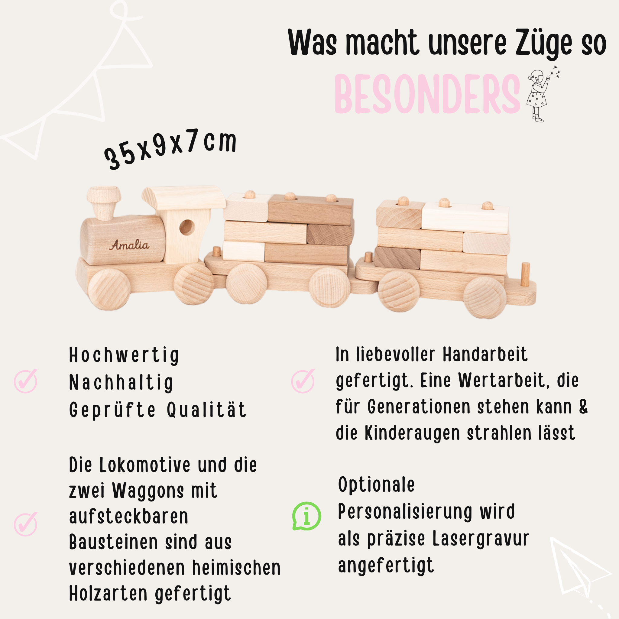 Holz Eisenbahn Natur personalisiert