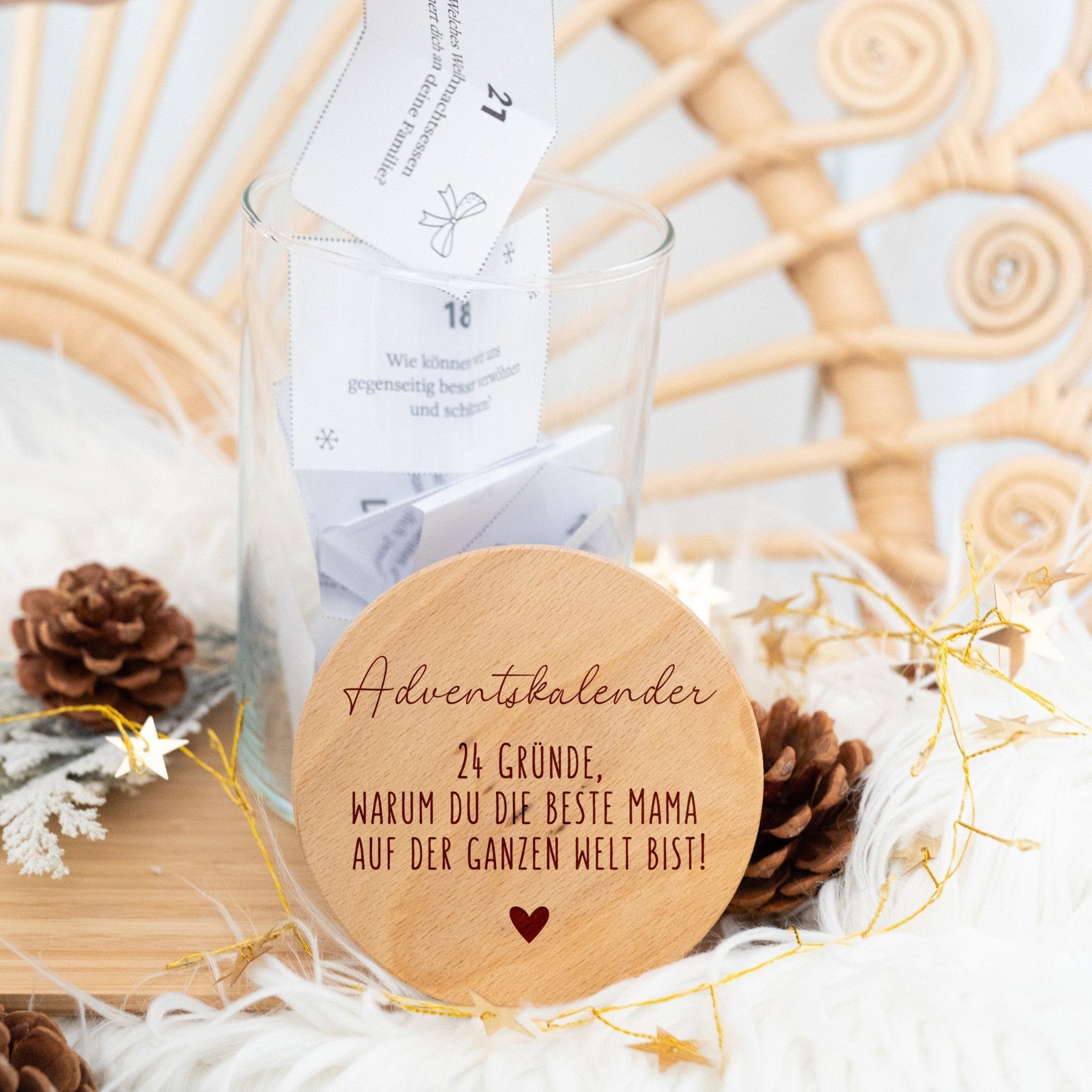 Adventskalender Aufbewahrungsglas "24 Gründe beste Mama/bester Papa" - wunderwunsch