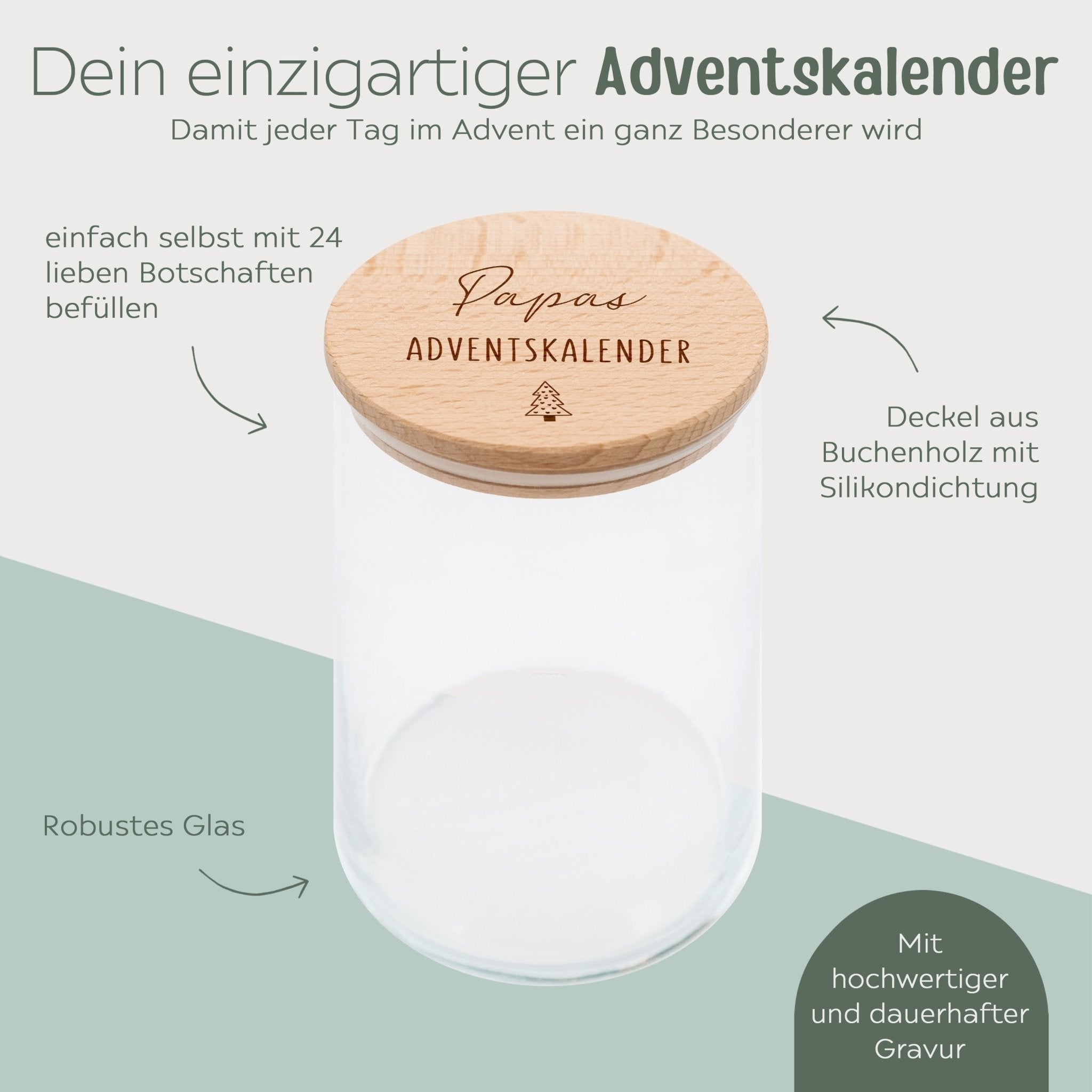 Adventskalender Aufbewahrungsglas personalisiert - wunderwunsch