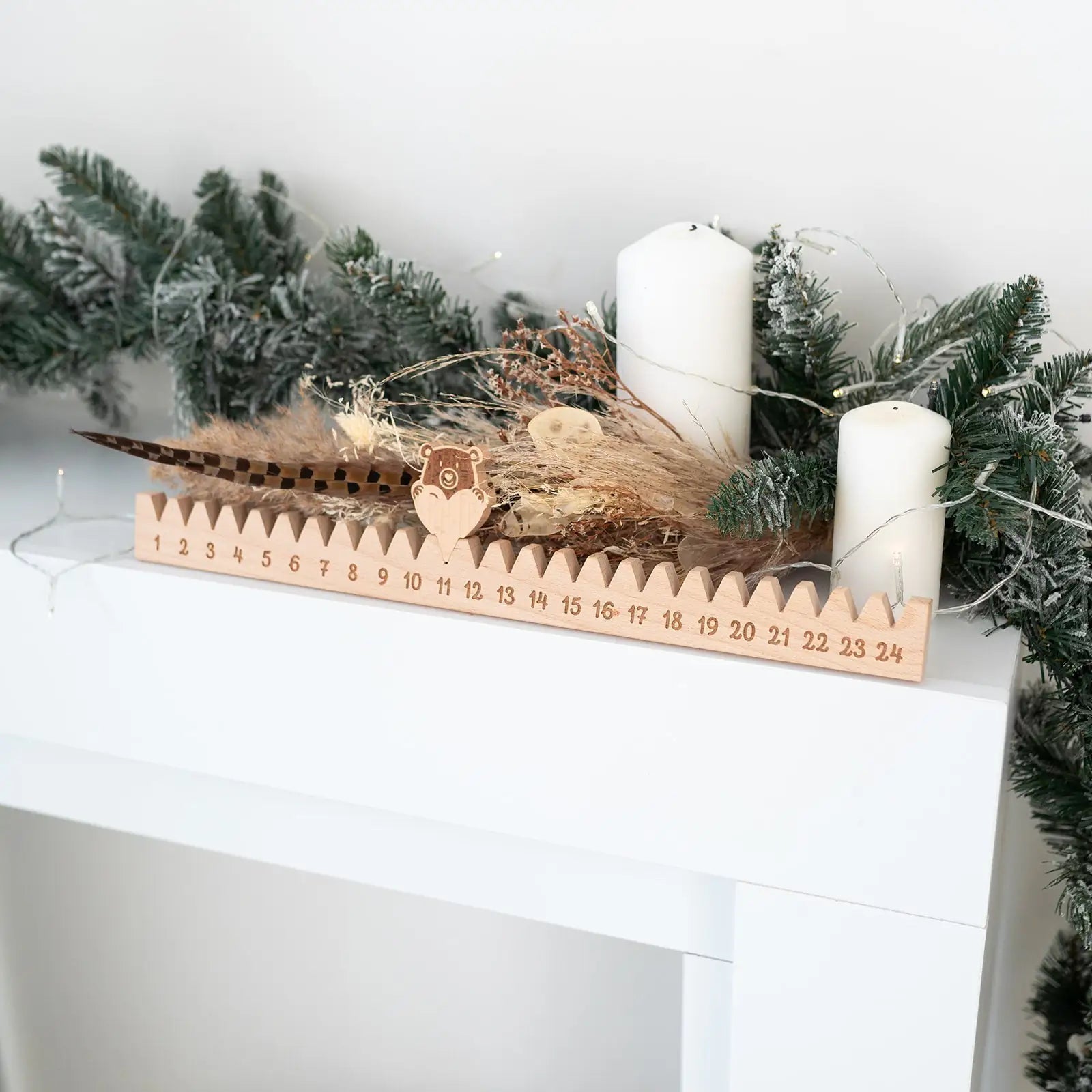 Adventskalender Holz - "Holzleiste mit Weihnachtsbär" - wunderwunsch