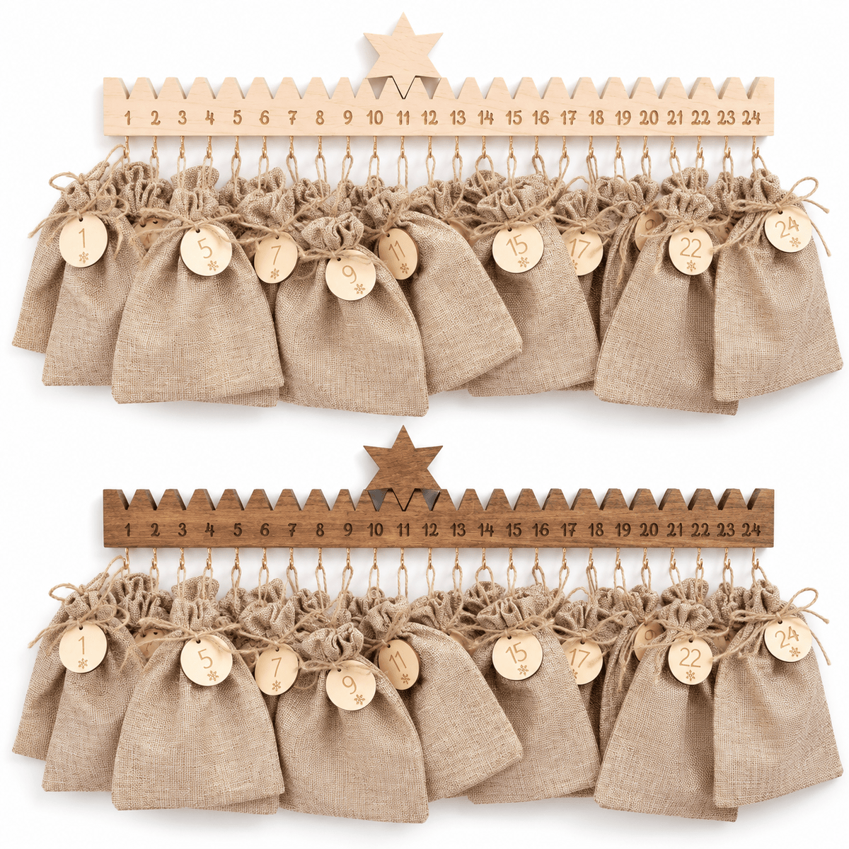 Adventskalender Holzleiste mit Stern - wunderwunsch