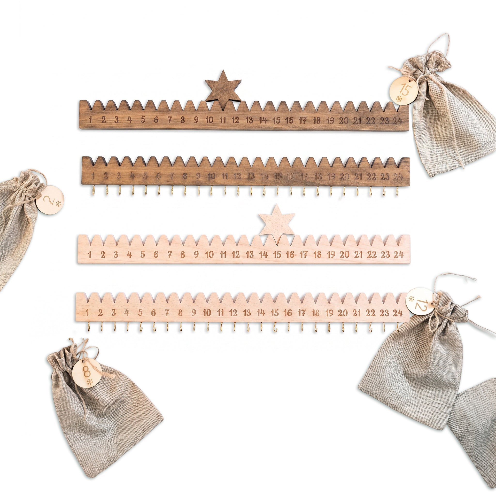 Adventskalender Holzleiste mit Stern - wunderwunsch