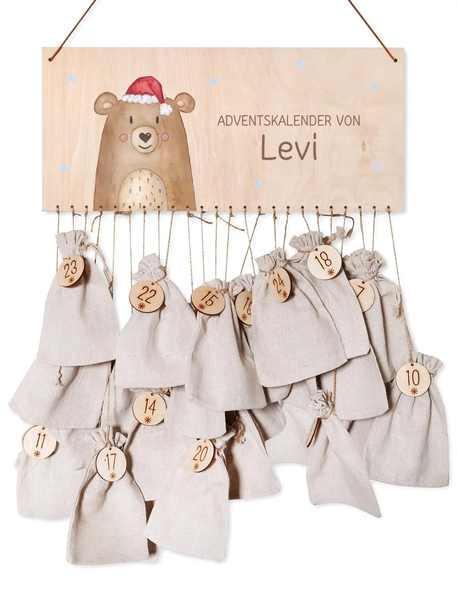 Adventskalender personalisiert - "Weihnachtsbär" Aquarell - wunderwunsch