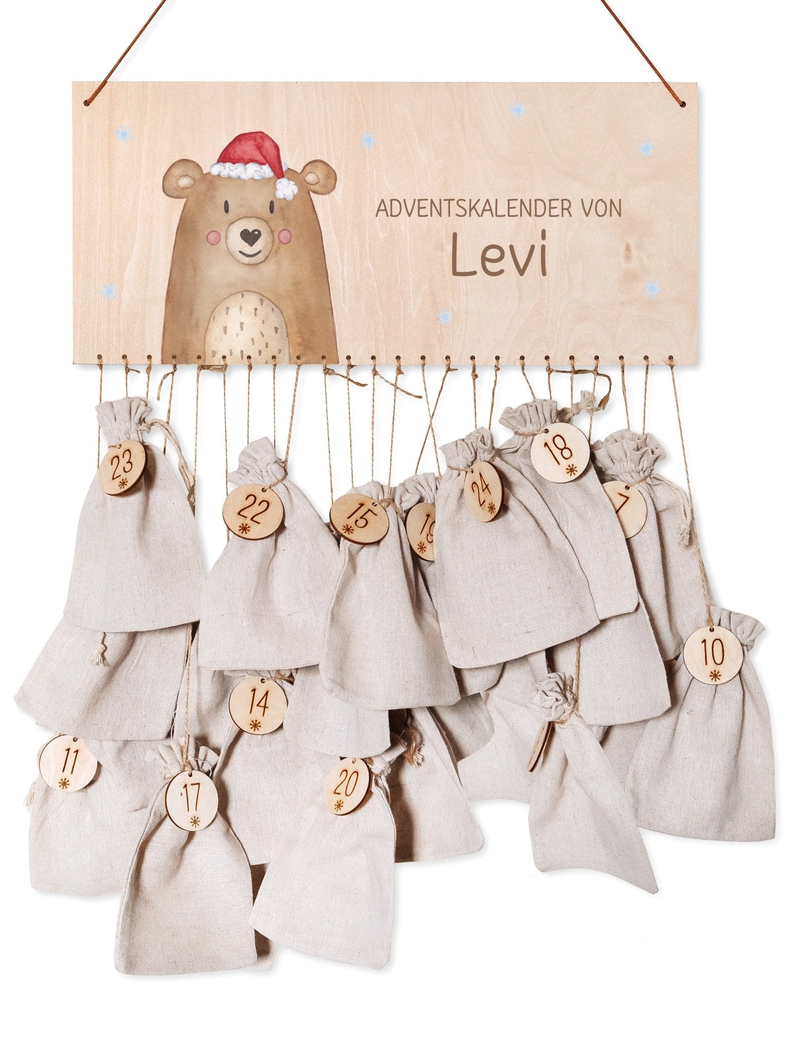 Adventskalender personalisiert - "Weihnachtsbär" Aquarell - wunderwunsch