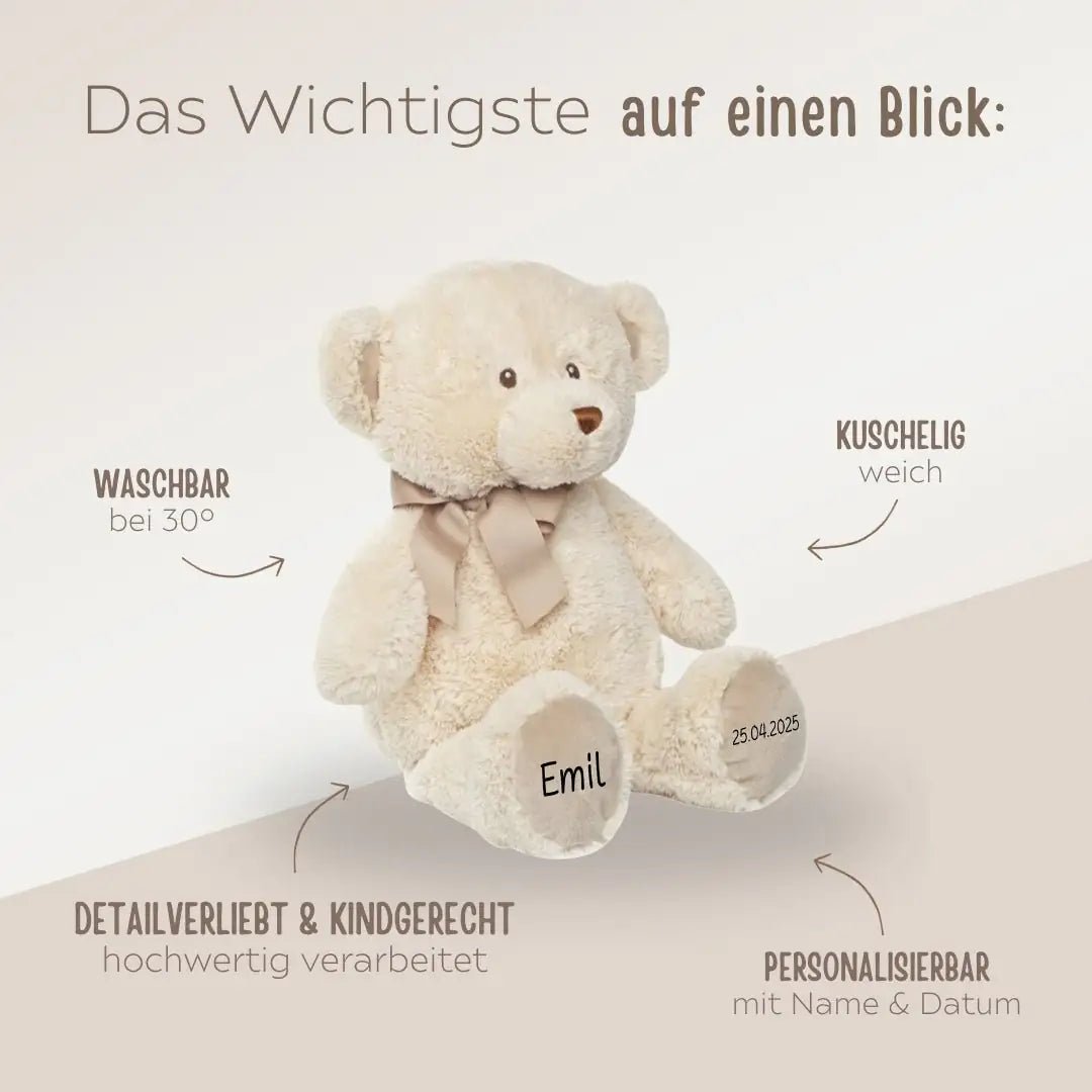 ARTESAVI Kuscheltier Teddybär personalisierbar - wunderwunsch