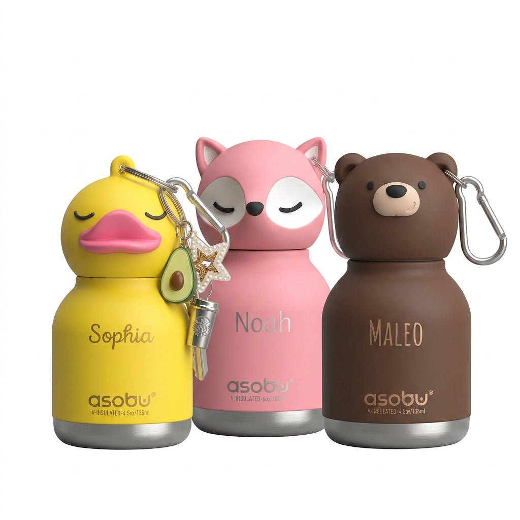 ASOBU Mini Bestie Trinkflasche mit Schlüsselanhänger personalisiert - wunderwunsch