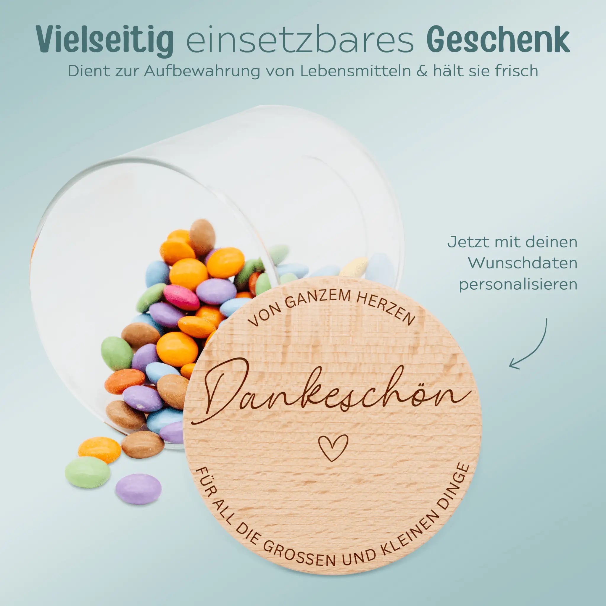 Aufbewahrungsglas "Dankeschön von Herzen" - wunderwunsch