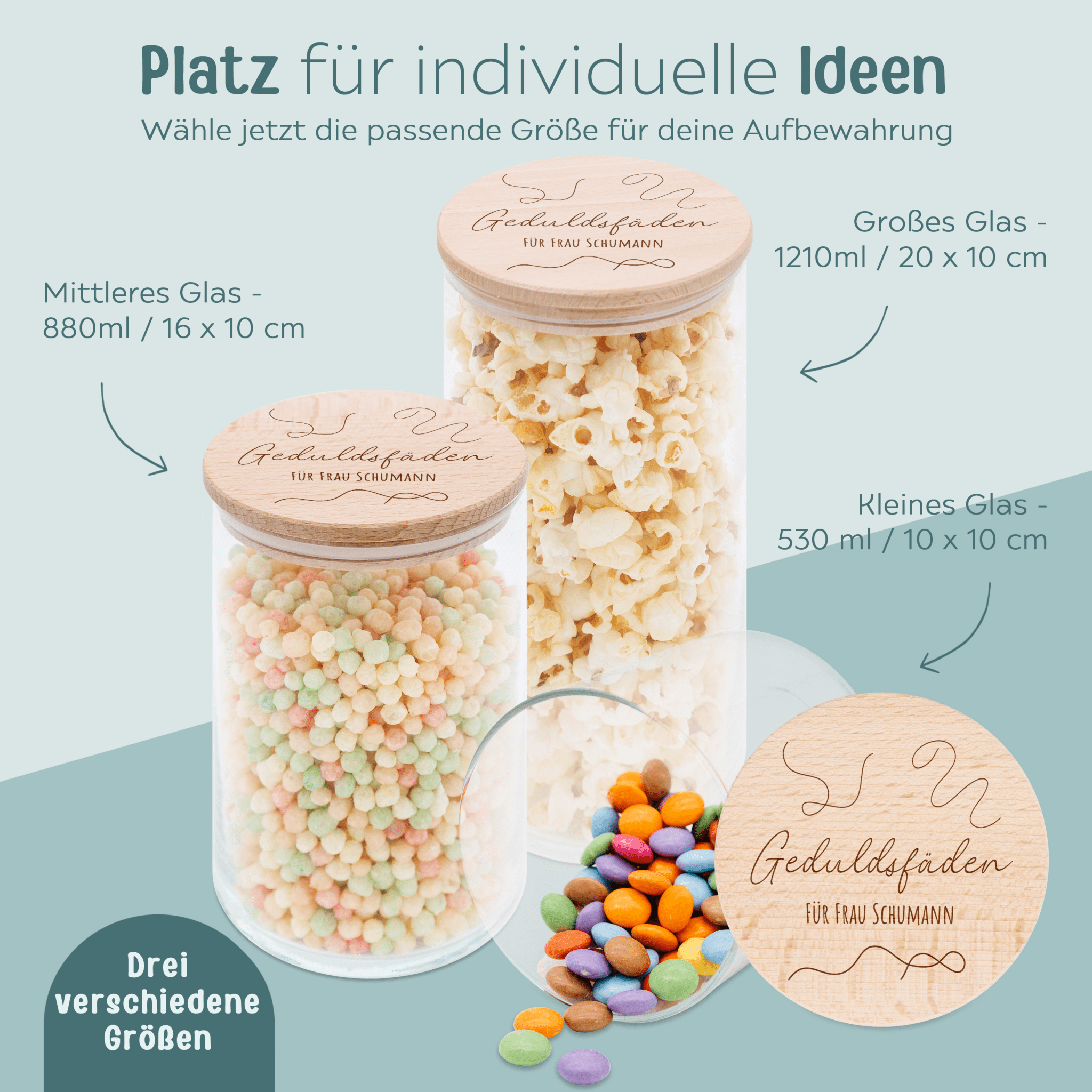 Aufbewahrungsglas "Geduldsfäden" oder "Nervennahrung" - wunderwunsch