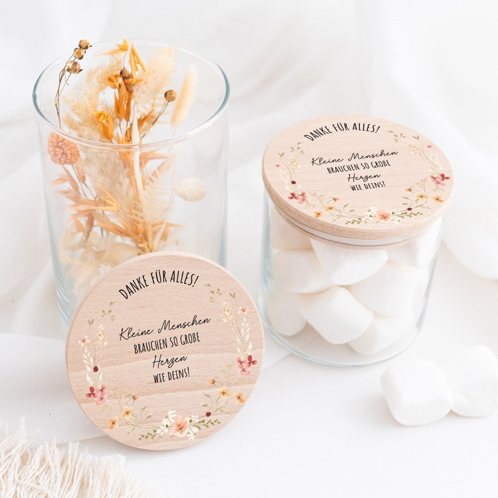 Aufbewahrungsglas "Kleine Menschen große Herzen" Aquarell - wunderwunsch