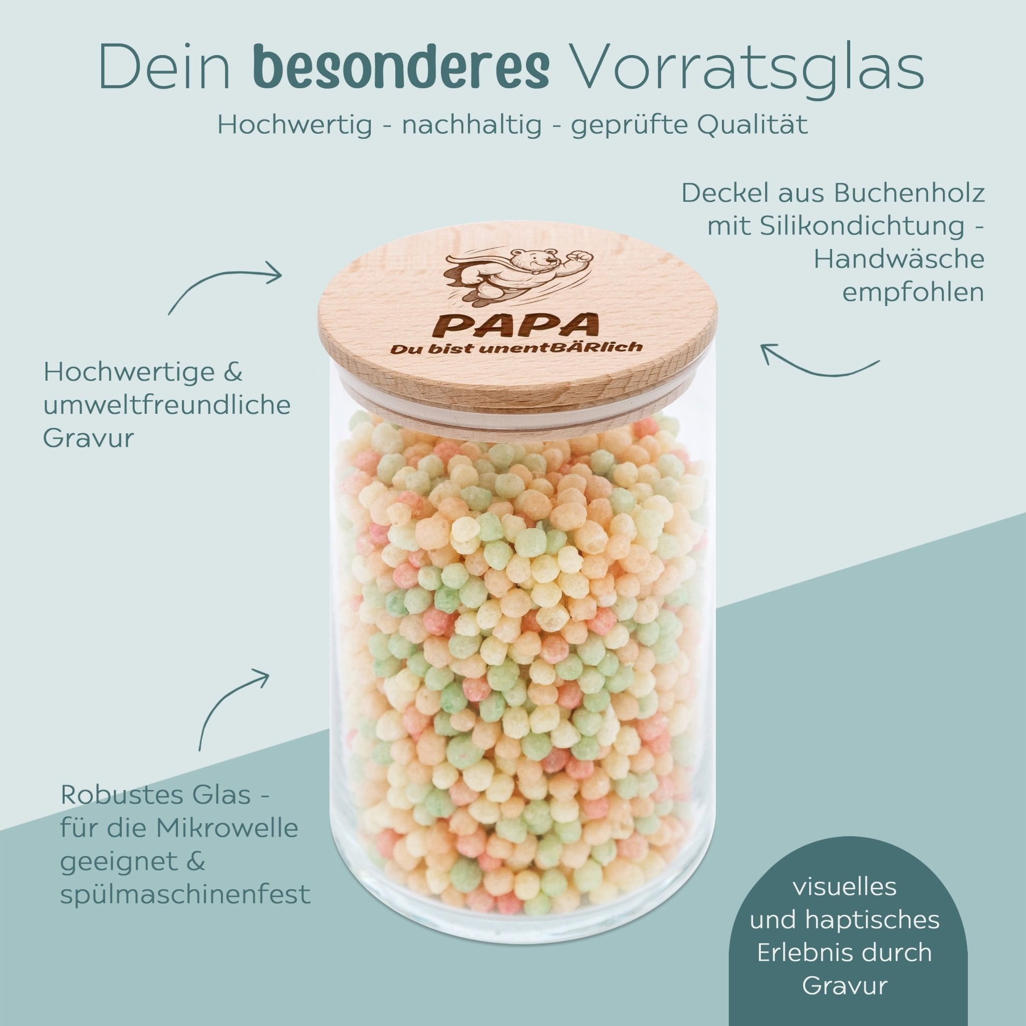 Aufbewahrungsglas "Papa du bist unentBÄRlich" - wunderwunsch