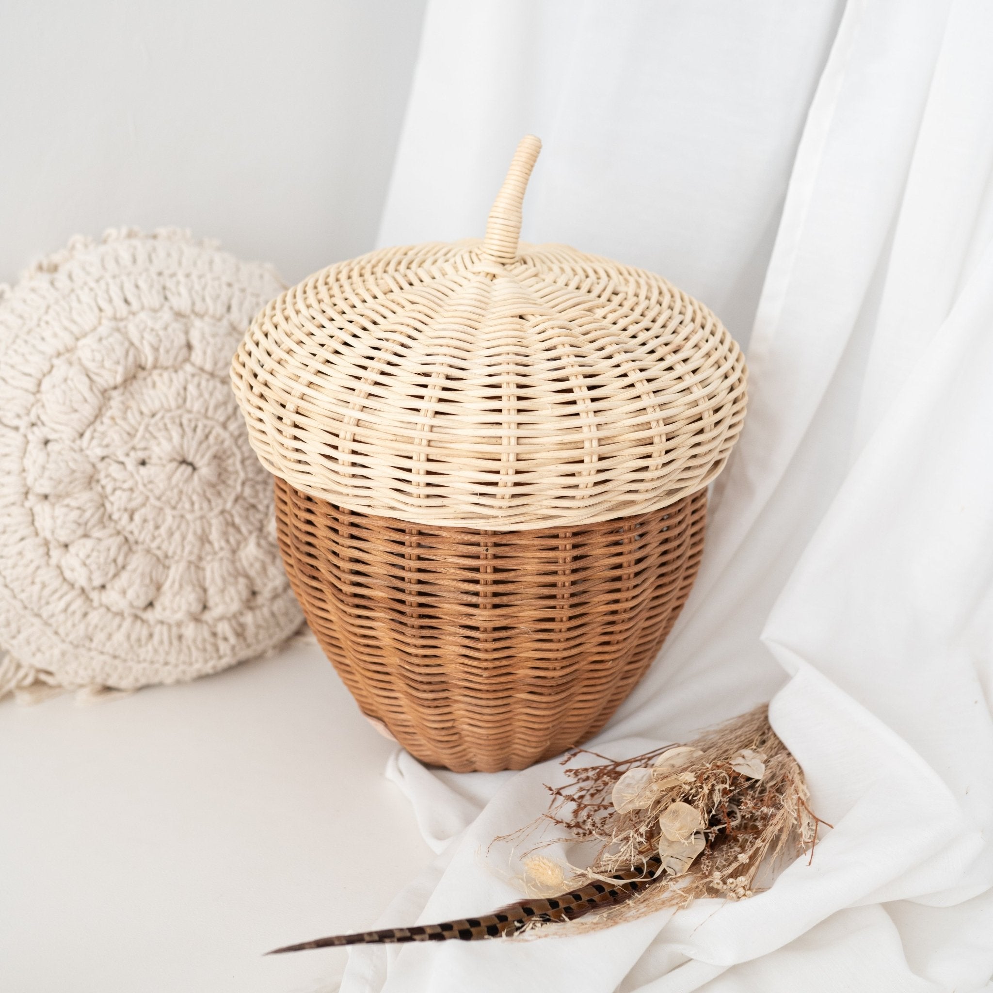 Aufbewahrungskorb Eichel aus Rattan - wunderwunsch