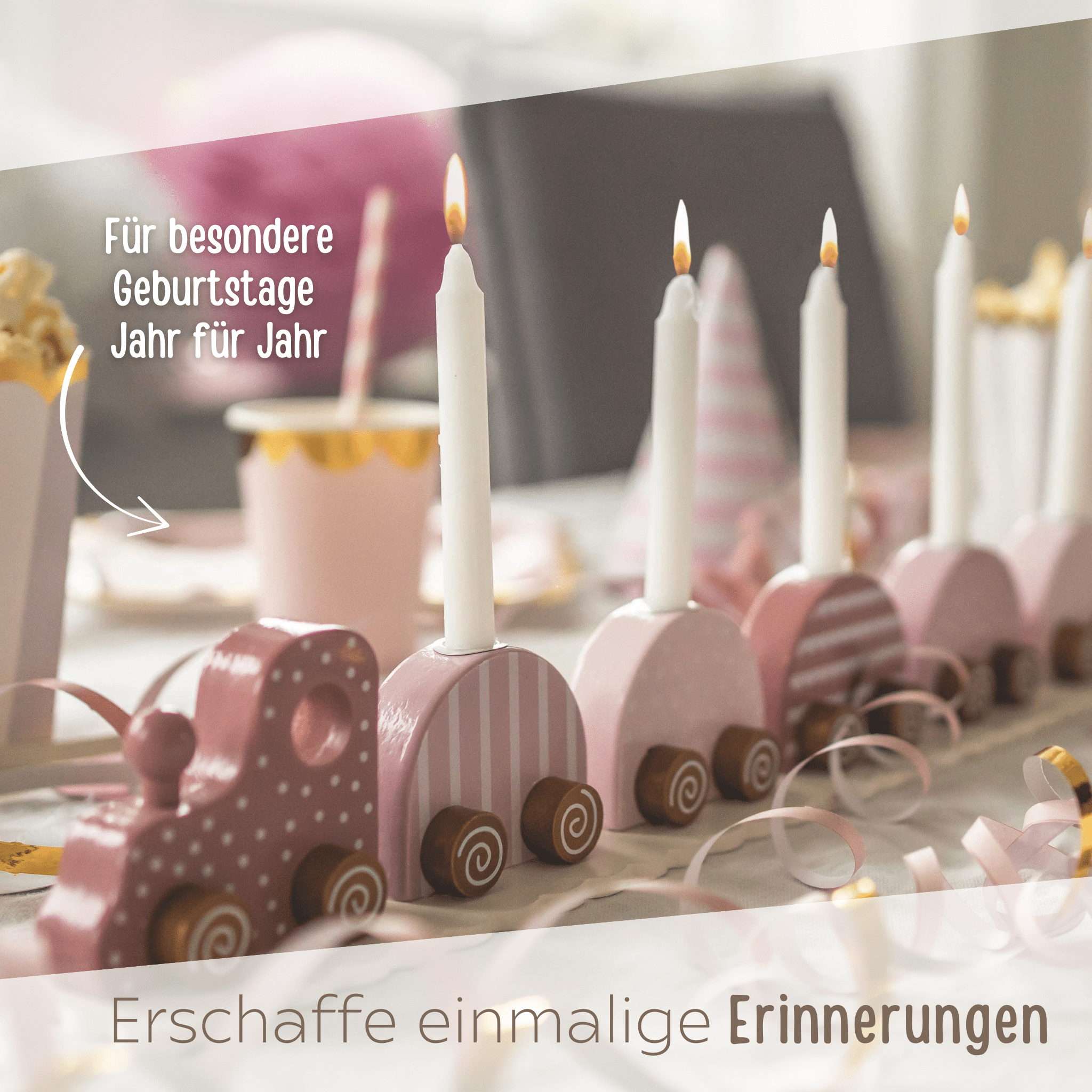 B - WARE Jabadabado Geburtstagszug mit Kerzenhalter - rosa - wunderwunsch