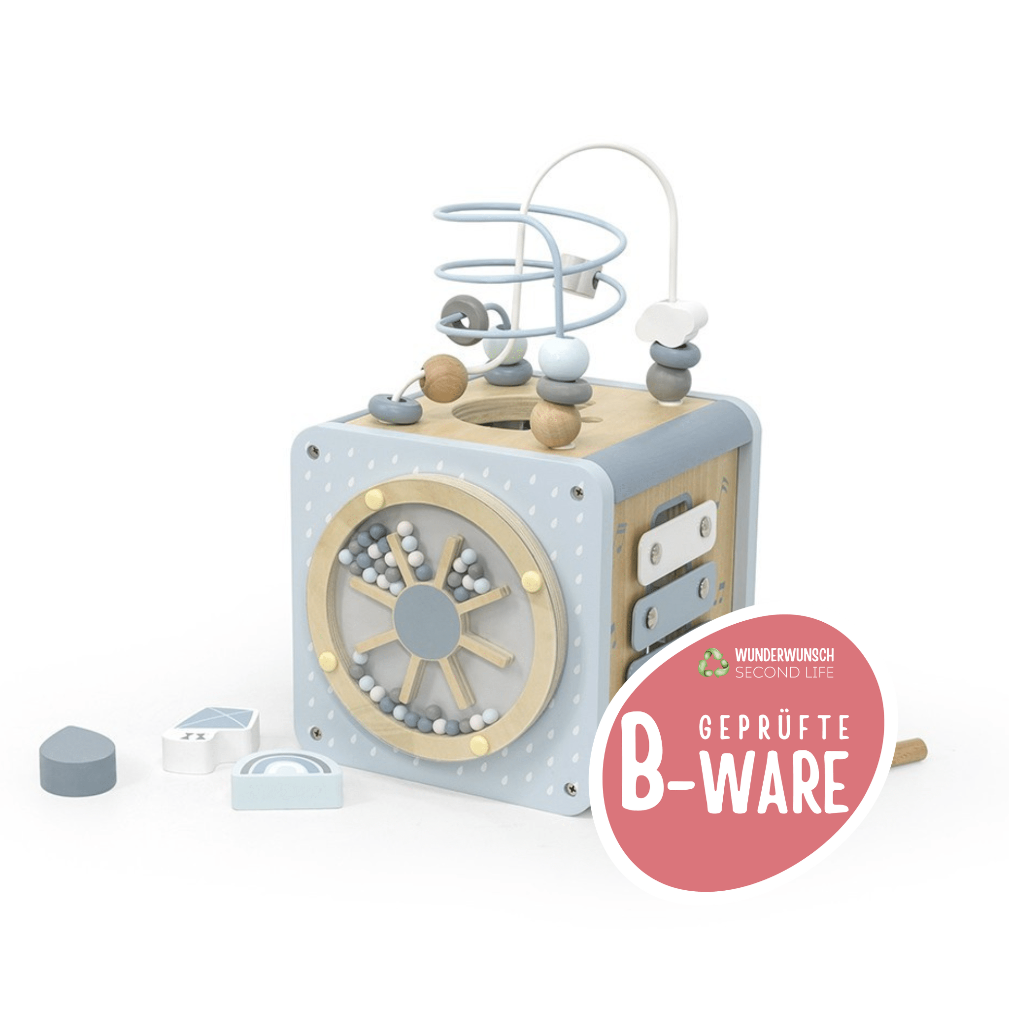 B - WARE Label Label Motorikwürfel Blau - wunderwunsch