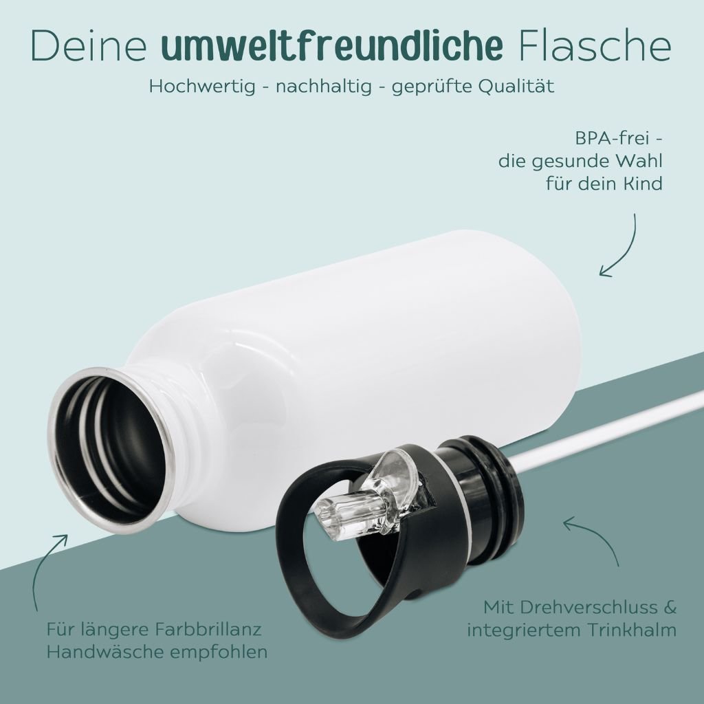 B - WARE Trinkflasche Edelstahl mit Trinkhalm - wunderwunsch