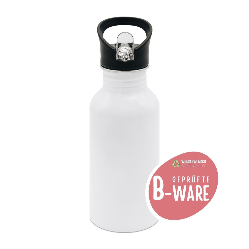 B - WARE Trinkflasche Edelstahl mit Trinkhalm - wunderwunsch