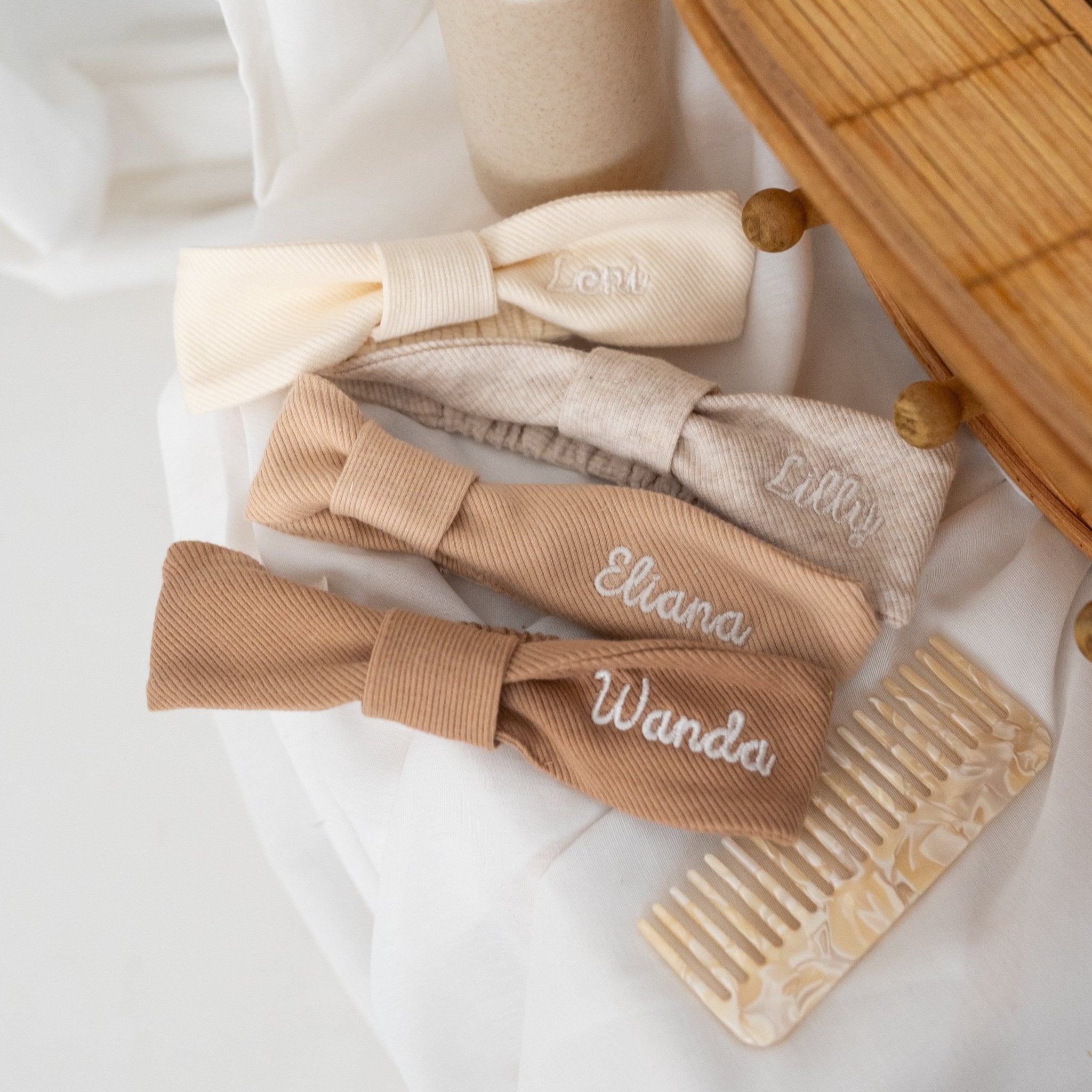 BABY BELLO Haarband in dunkelbraun, beige, creme & hellbraun - wunderwunsch