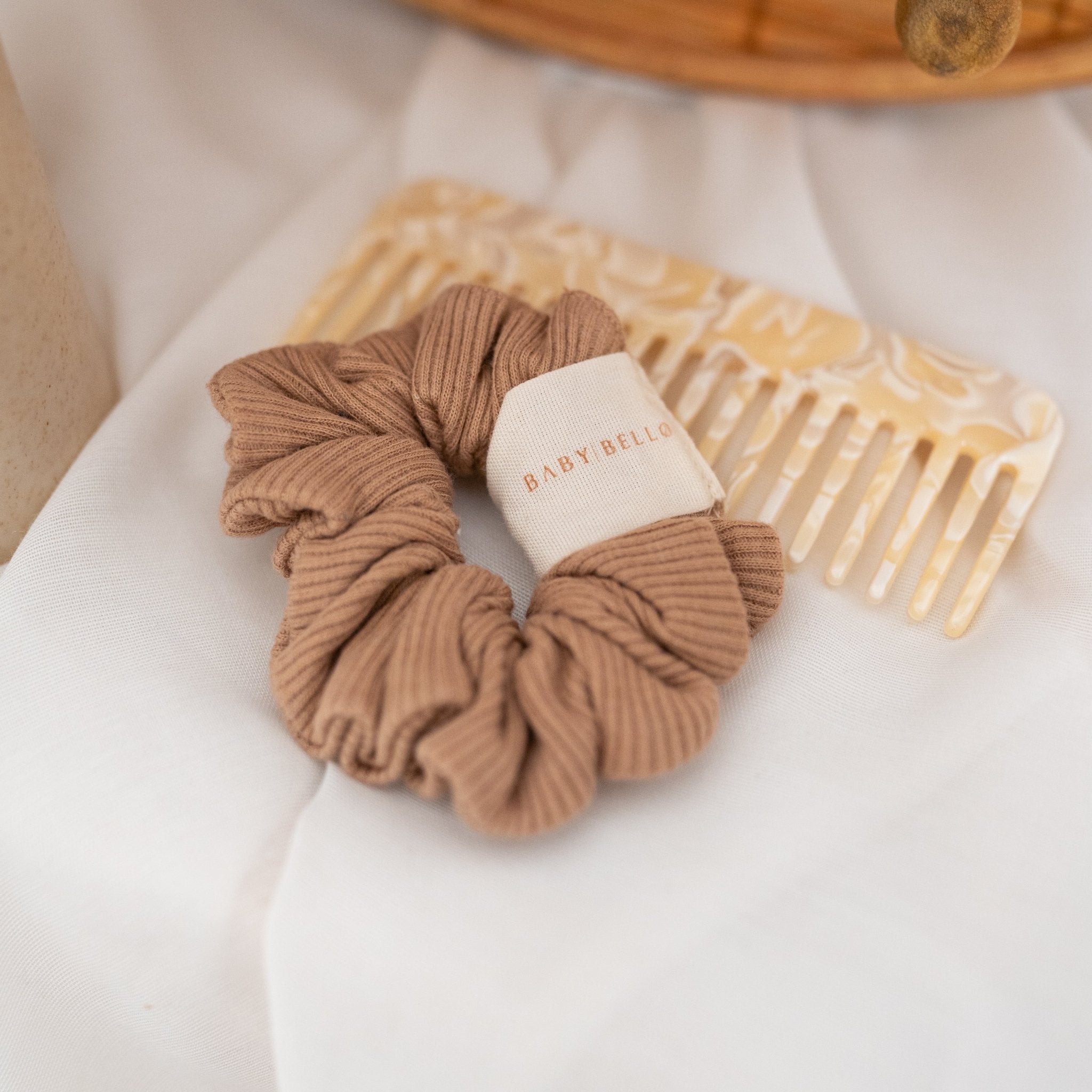 BABY BELLO Haargummi Scrunchie - dunkelbraun, beige, creme & hellbraun - wunderwunsch