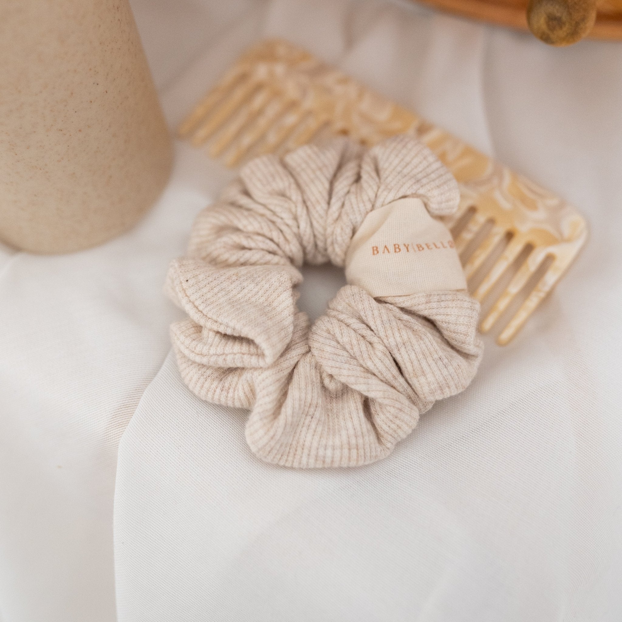 BABY BELLO Haargummi Scrunchie - dunkelbraun, beige, creme & hellbraun - wunderwunsch