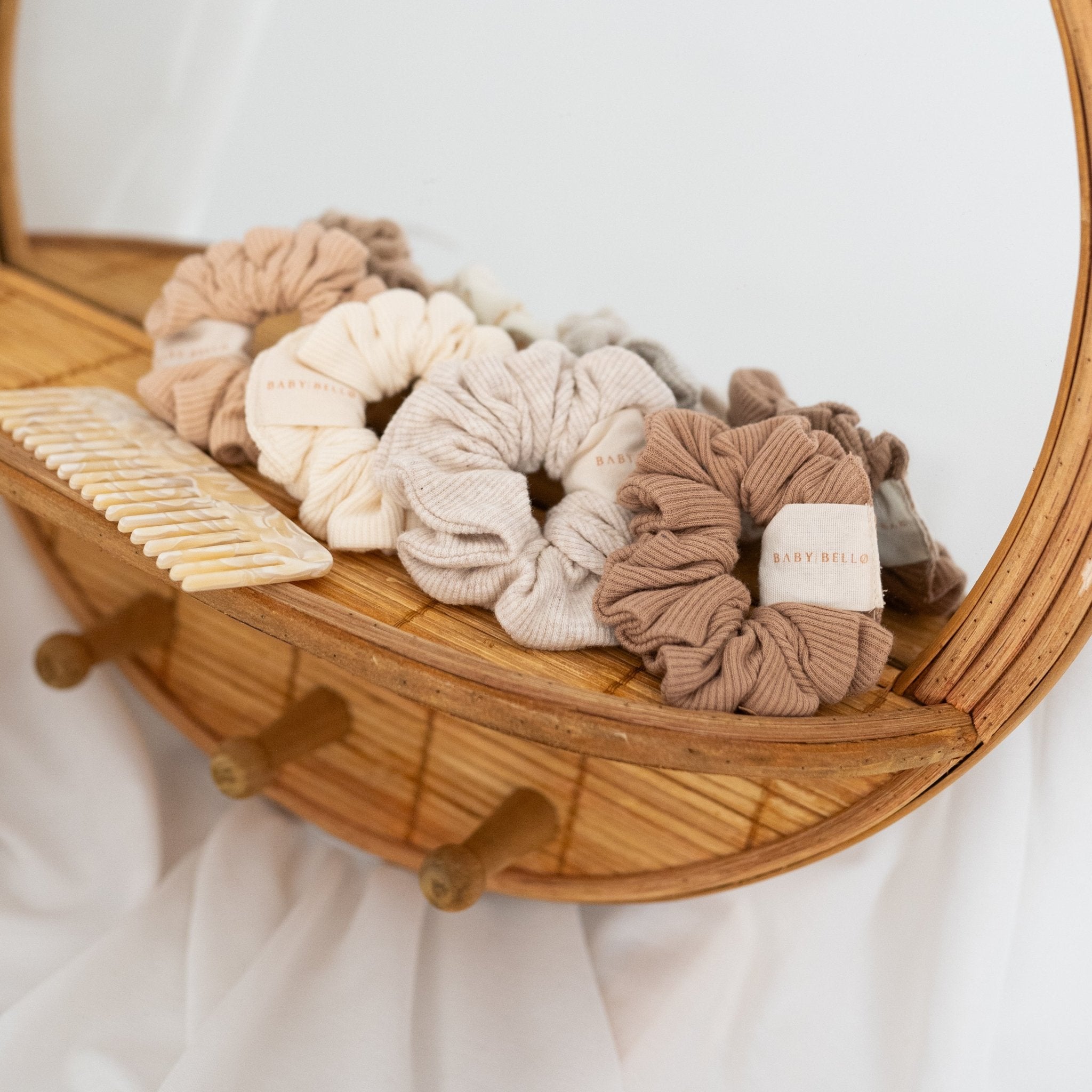 BABY BELLO Haargummi Scrunchie - dunkelbraun, beige, creme & hellbraun - wunderwunsch