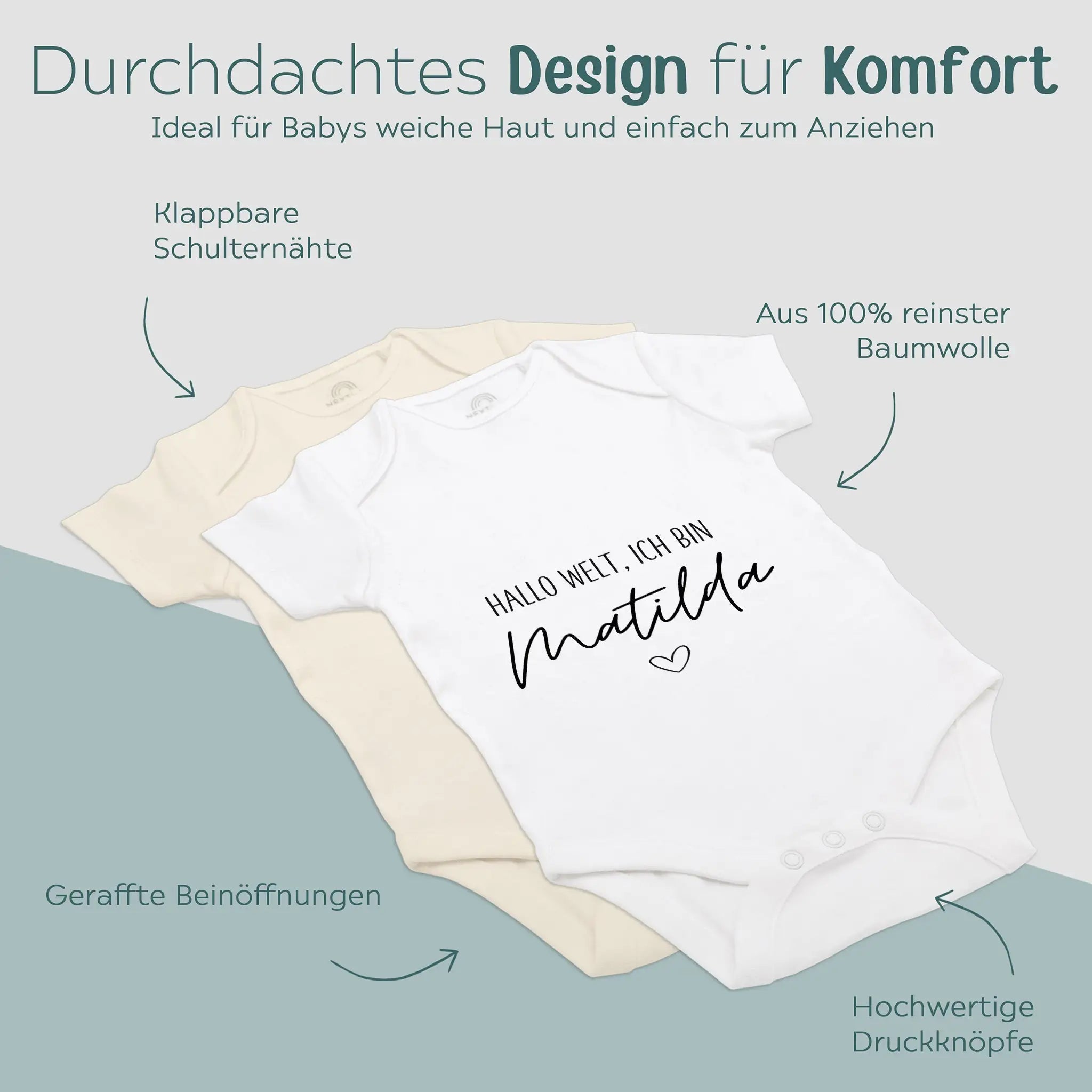 Baby Body "Hallo Welt" personalisiert - wunderwunsch