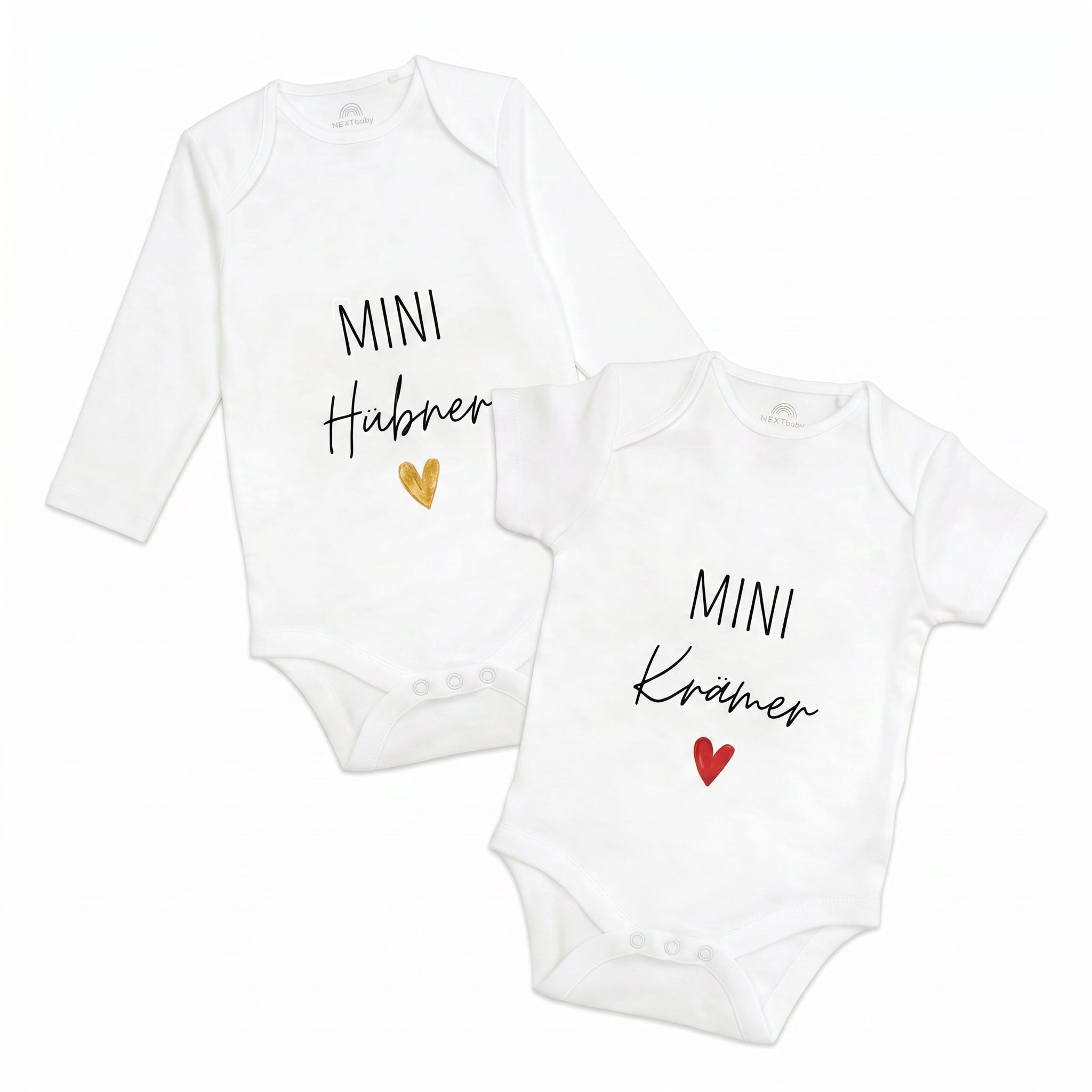 Baby Body "Mini Nachname" Herz personalisiert - wunderwunsch