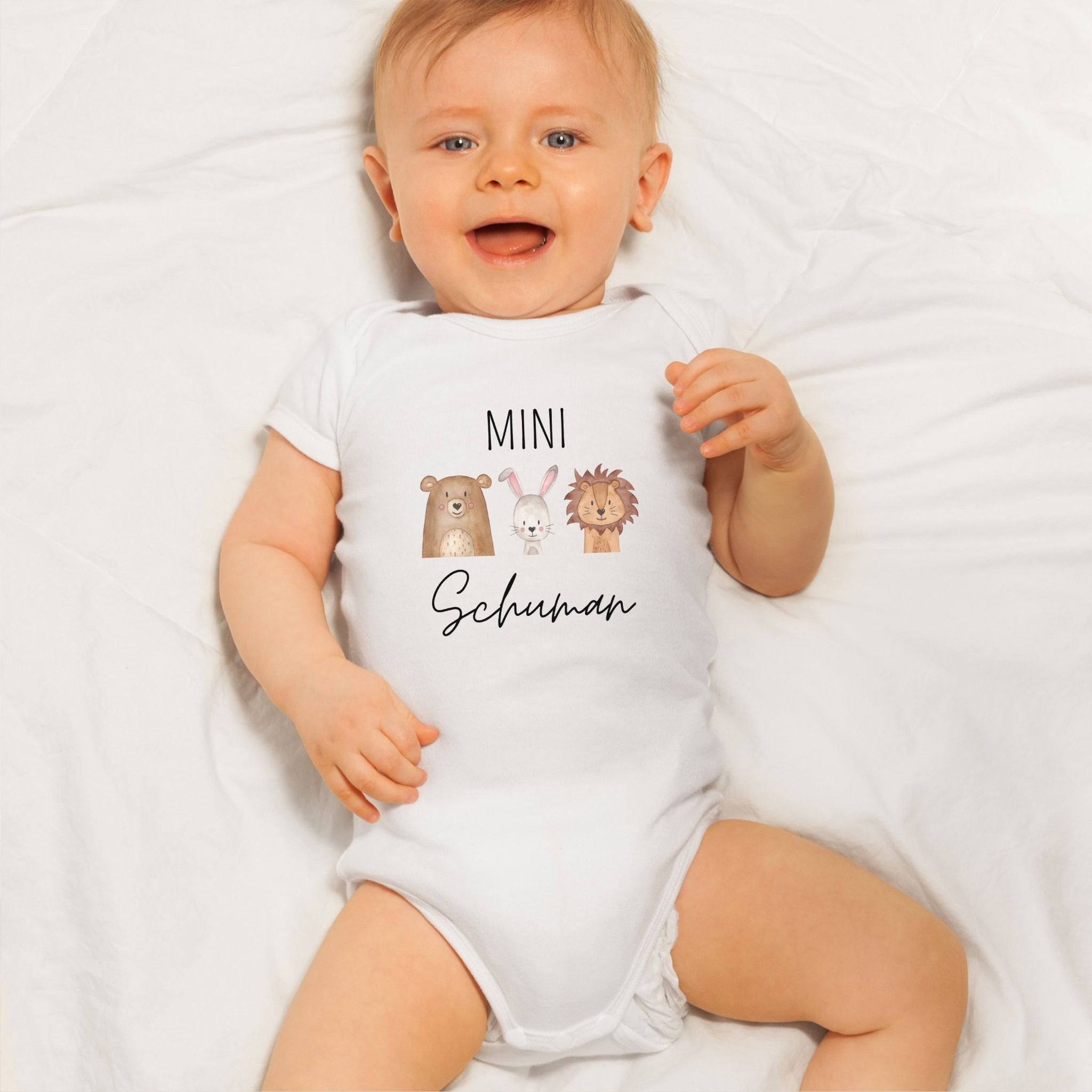 Baby Body "Mini Nachname" Tiere personalisiert - wunderwunsch