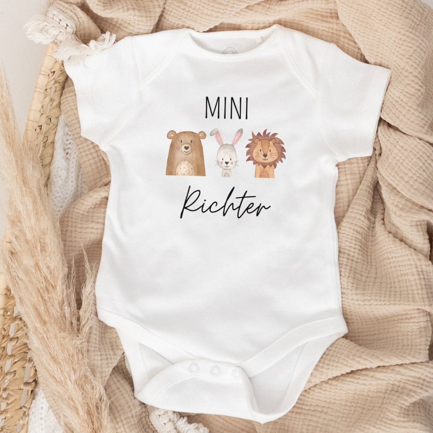 Baby Body "Mini Nachname" Tiere personalisiert - wunderwunsch