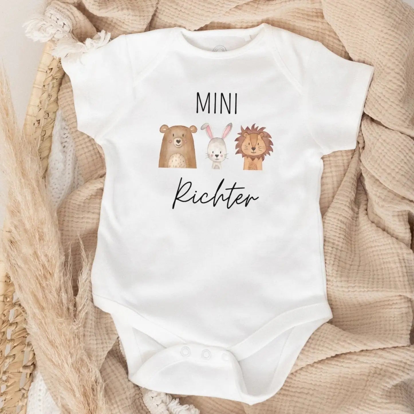 Baby Body "Mini Nachname" Tiere personalisiert - wunderwunsch