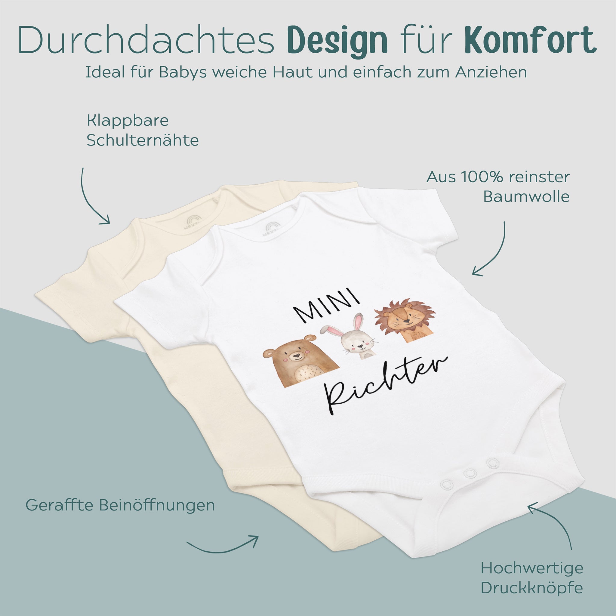 Baby Body "Mini Nachname" Tiere personalisiert - wunderwunsch