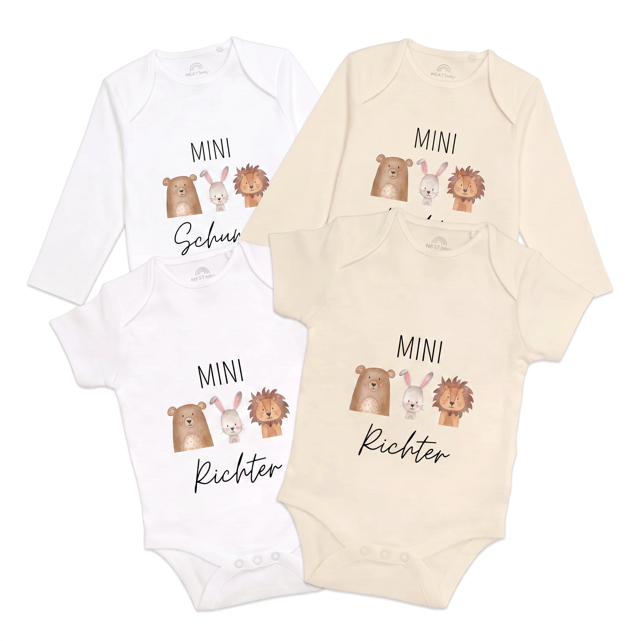 Baby Body "Mini Nachname" Tiere personalisiert - wunderwunsch