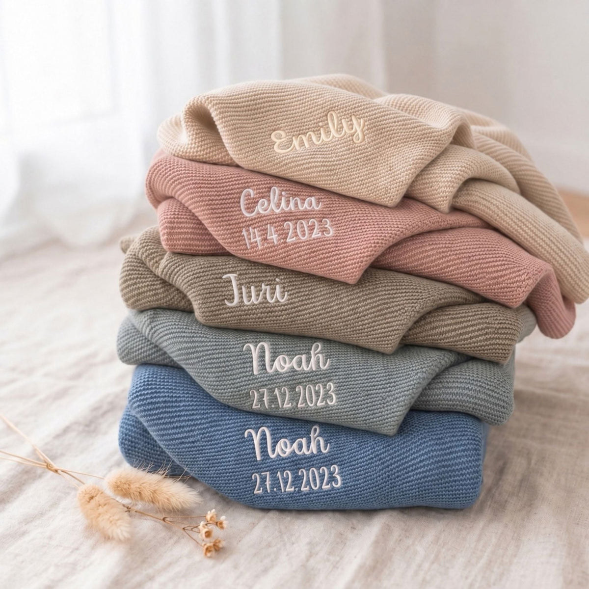 Baby Strickdecke aus 100% Bio-Baumwolle personalisiert - wunderwunsch