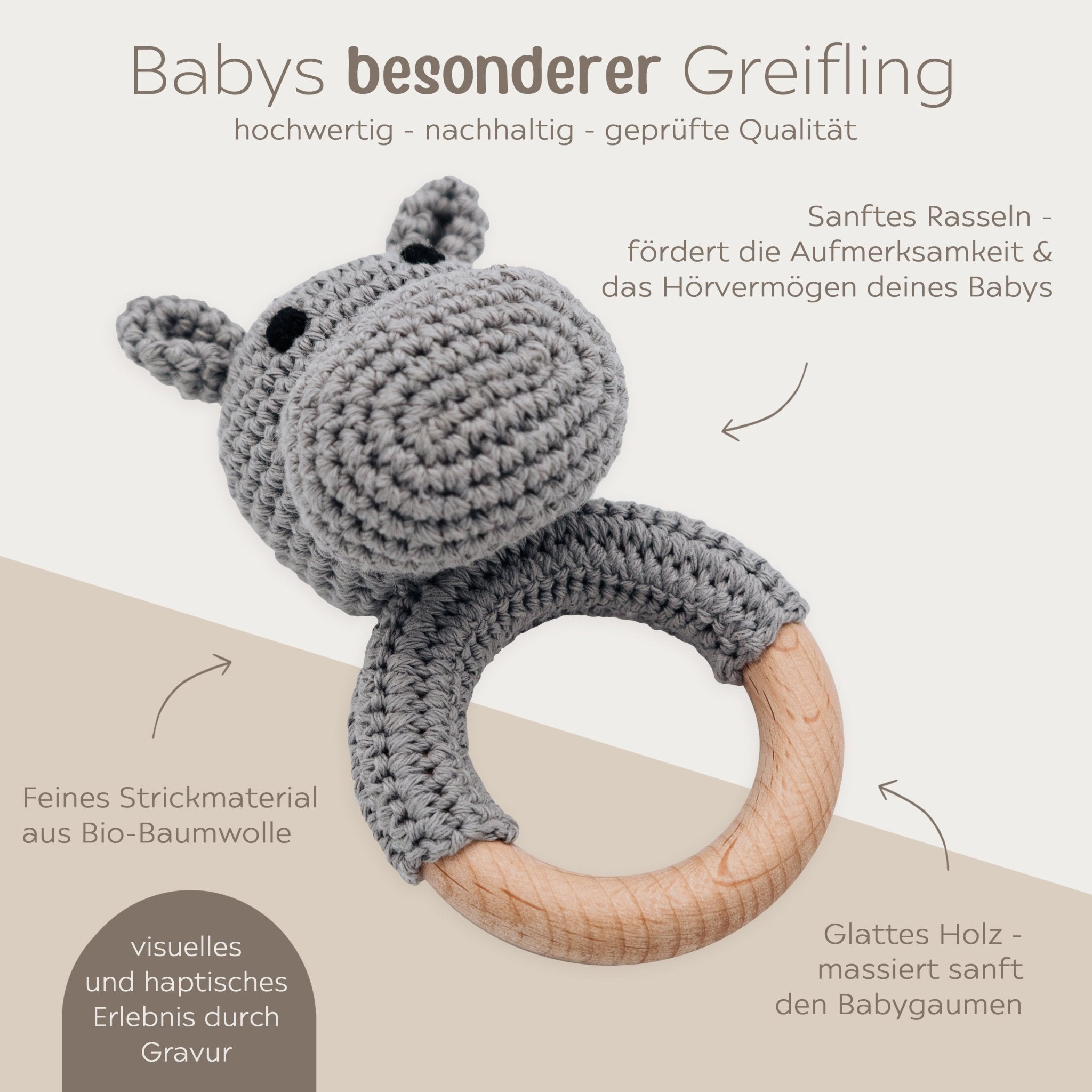 Babyrassel personalisiert - Giraffe, Fuchs, Löwe, Nilpferd - wunderwunsch