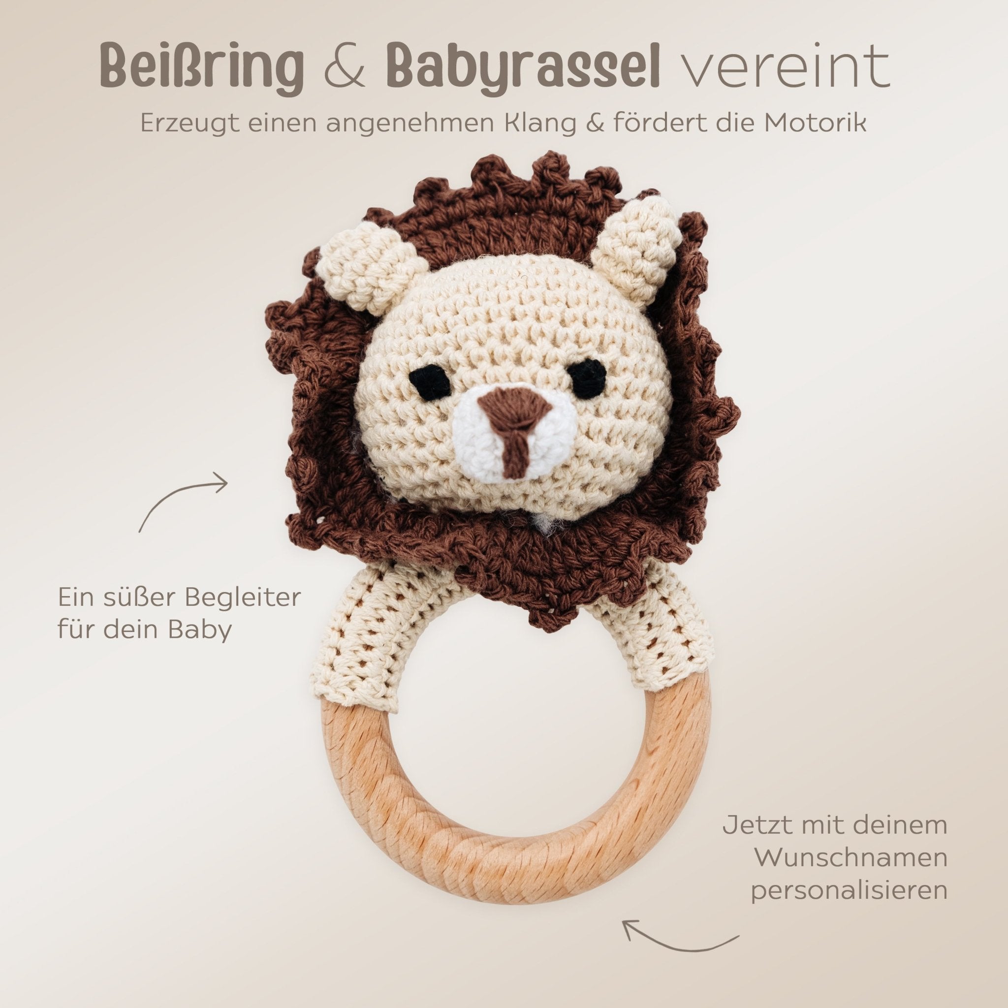 Babyrassel personalisiert - Giraffe, Fuchs, Löwe, Nilpferd - wunderwunsch
