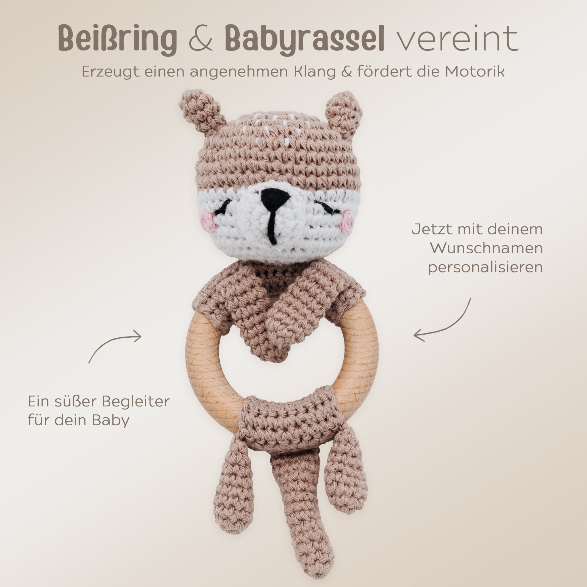 Babyrassel personalisiert - Otter, Fuchs, Löwe, Dino - wunderwunsch