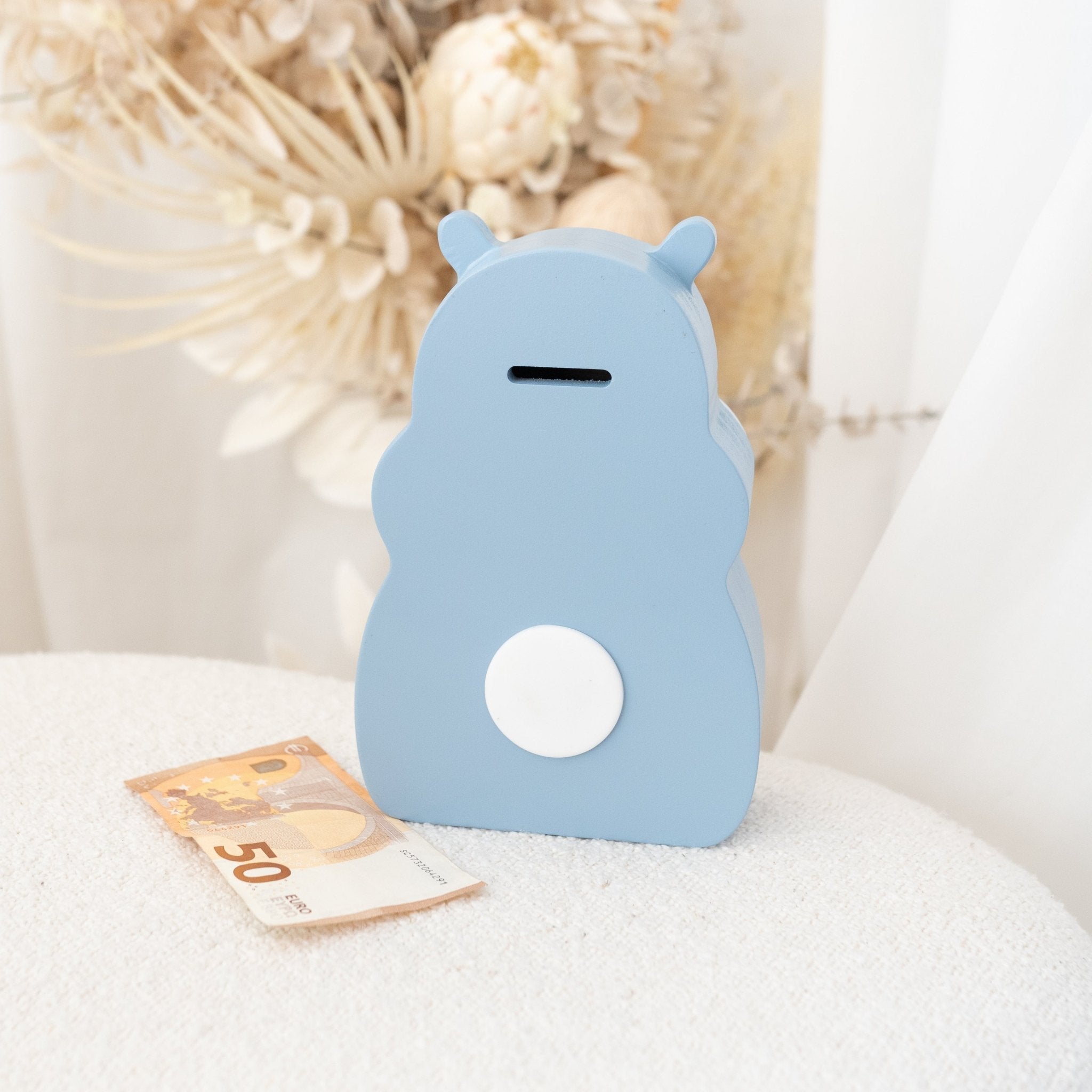 BAMBINO Spardose Holz mit Wunschnamen - Nilpferd - wunderwunsch