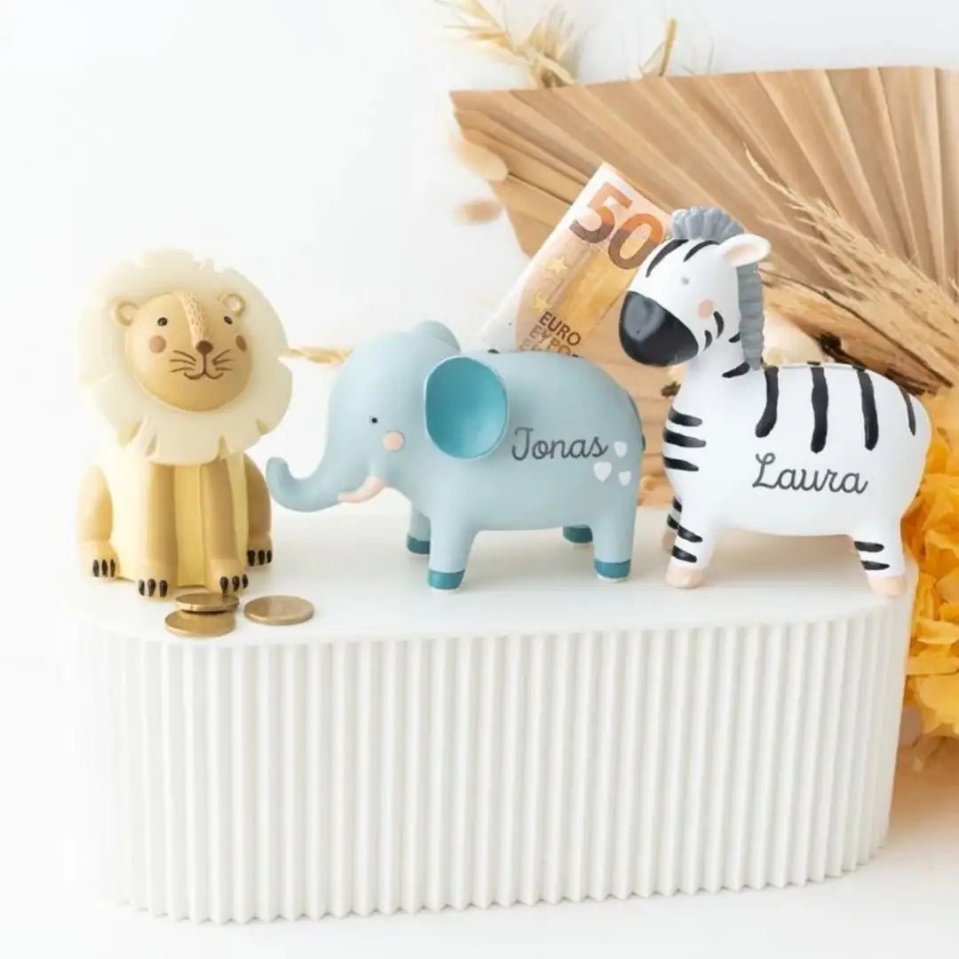 BAMBINO Tier Spardose aus Resin personalisierbar - wunderwunsch