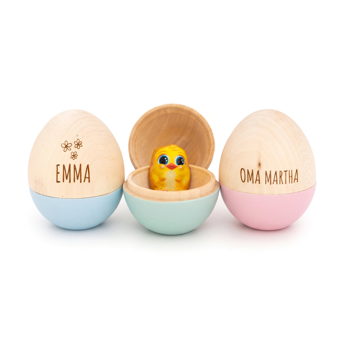 Befüllbares Holz Osterei personalisiert