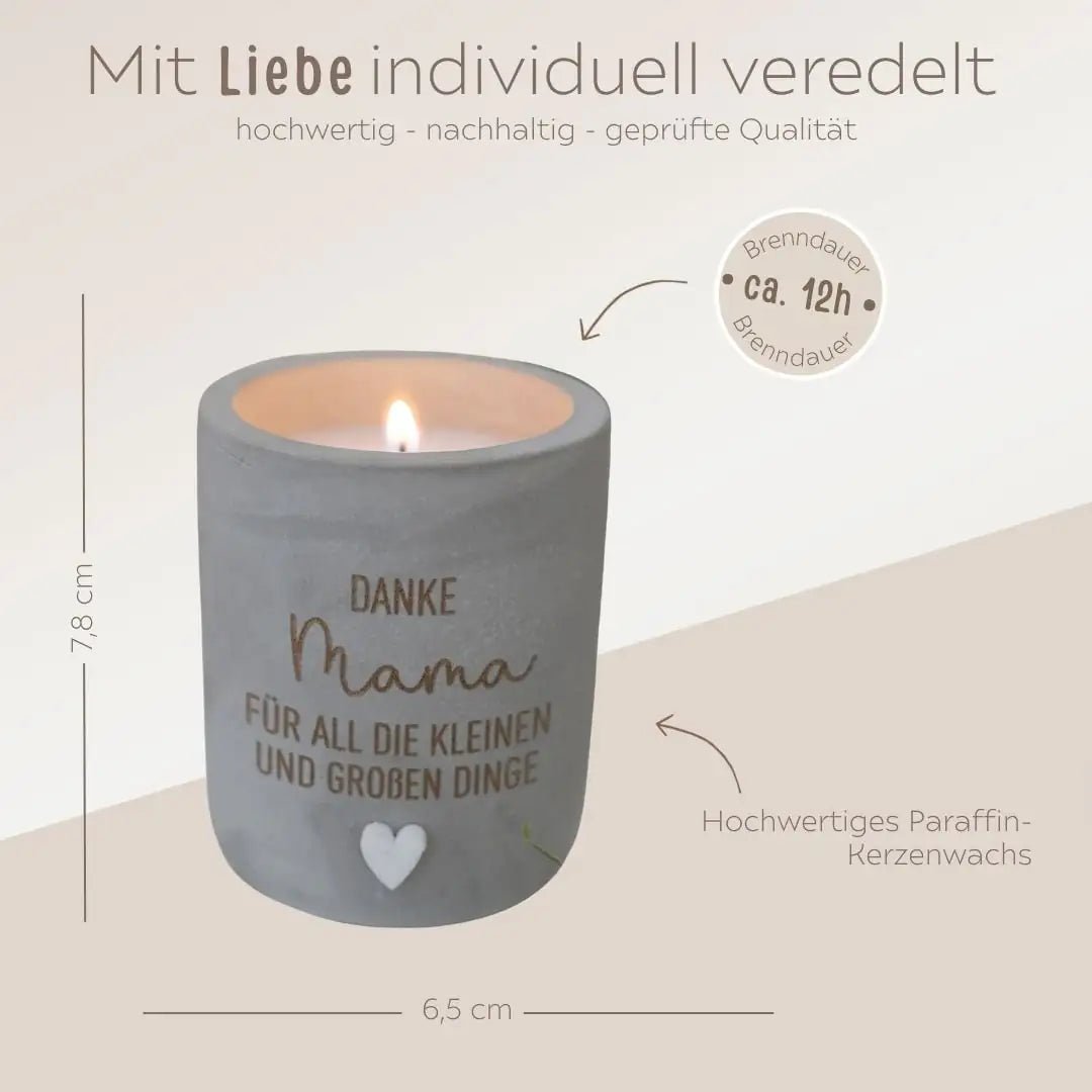 Beton Kerze - Danke Mama/Oma - wunderwunsch